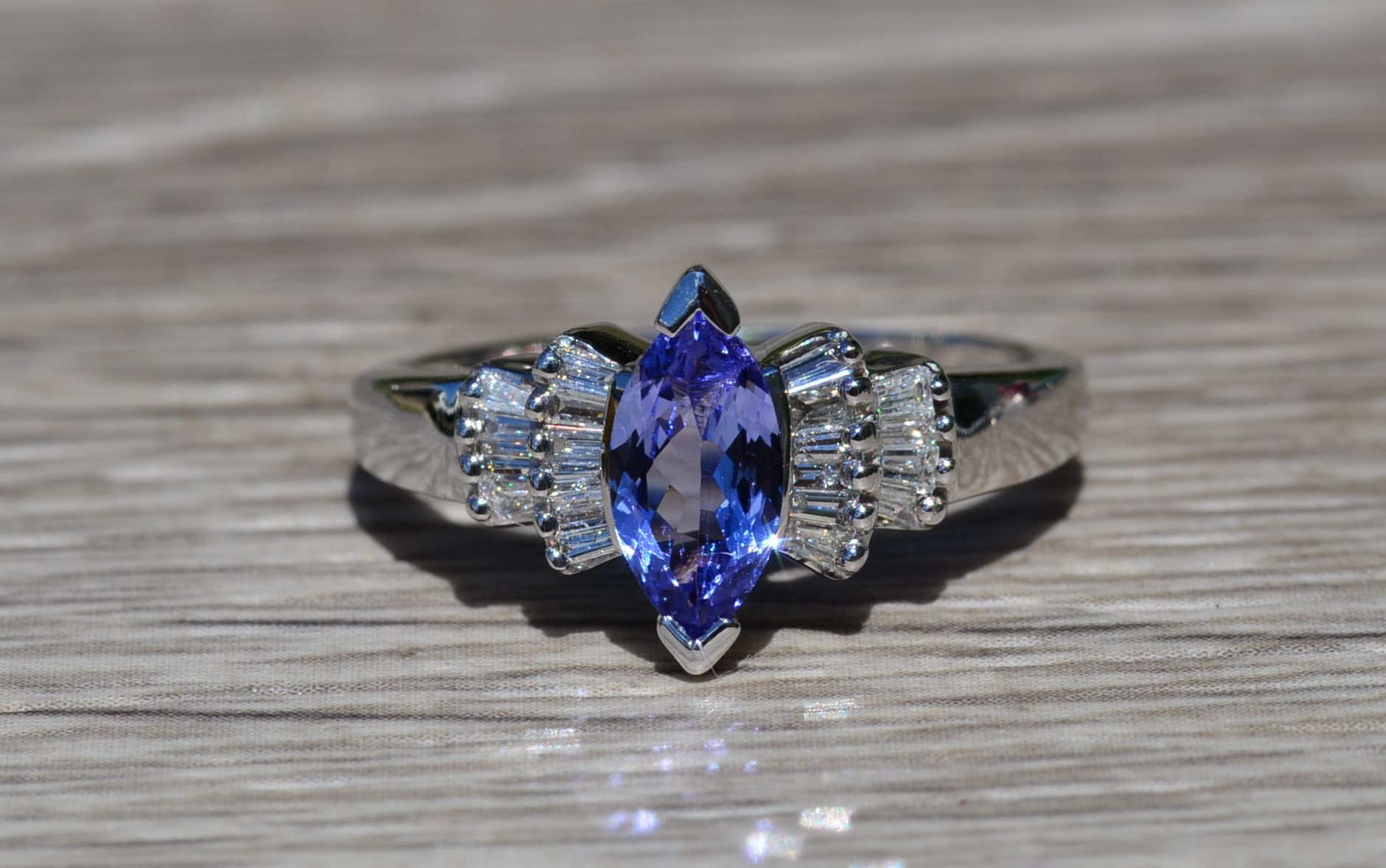 SOLD - The Diervilla: Ladies Contemporary Engagement Style Ring in 14K Gold set with Tanzanite and Diamonds - Image 6
