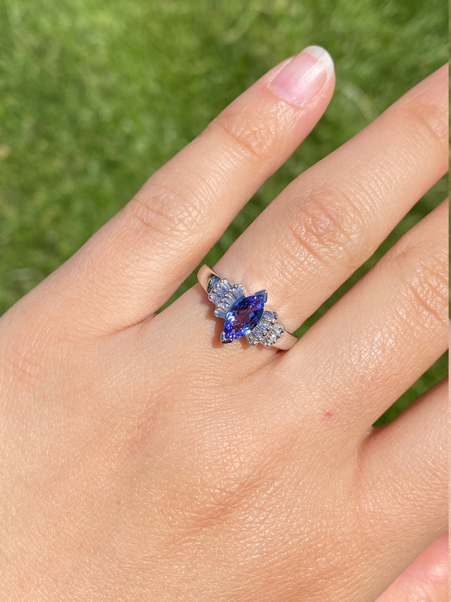 SOLD - The Diervilla: Ladies Contemporary Engagement Style Ring in 14K Gold set with Tanzanite and Diamonds - Image 7