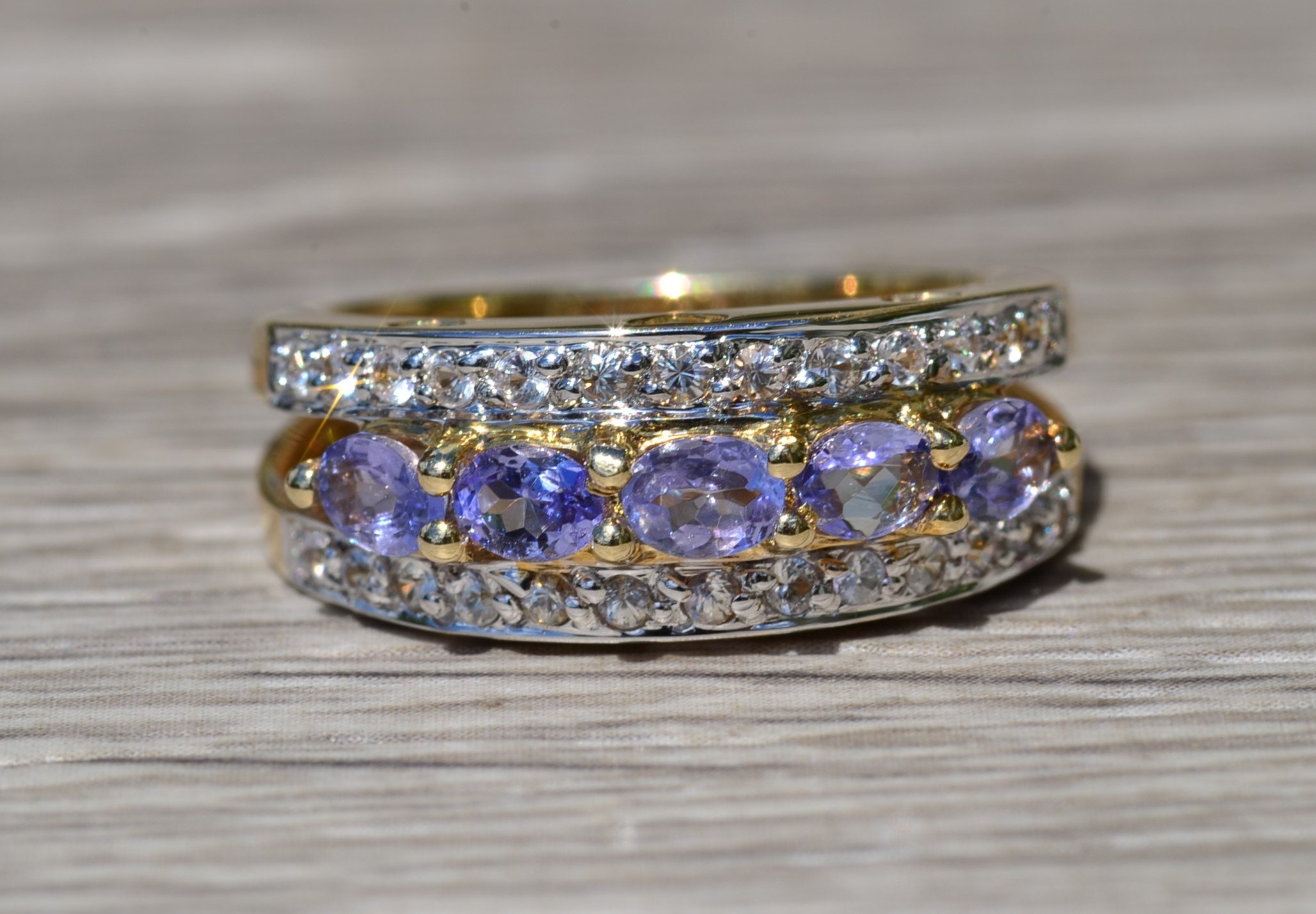 SOLD - The Pumila: Ladies Yellow Gold Cocktail Ring set with 0.70 CTW Tanzanite and Diamonds - Image 6