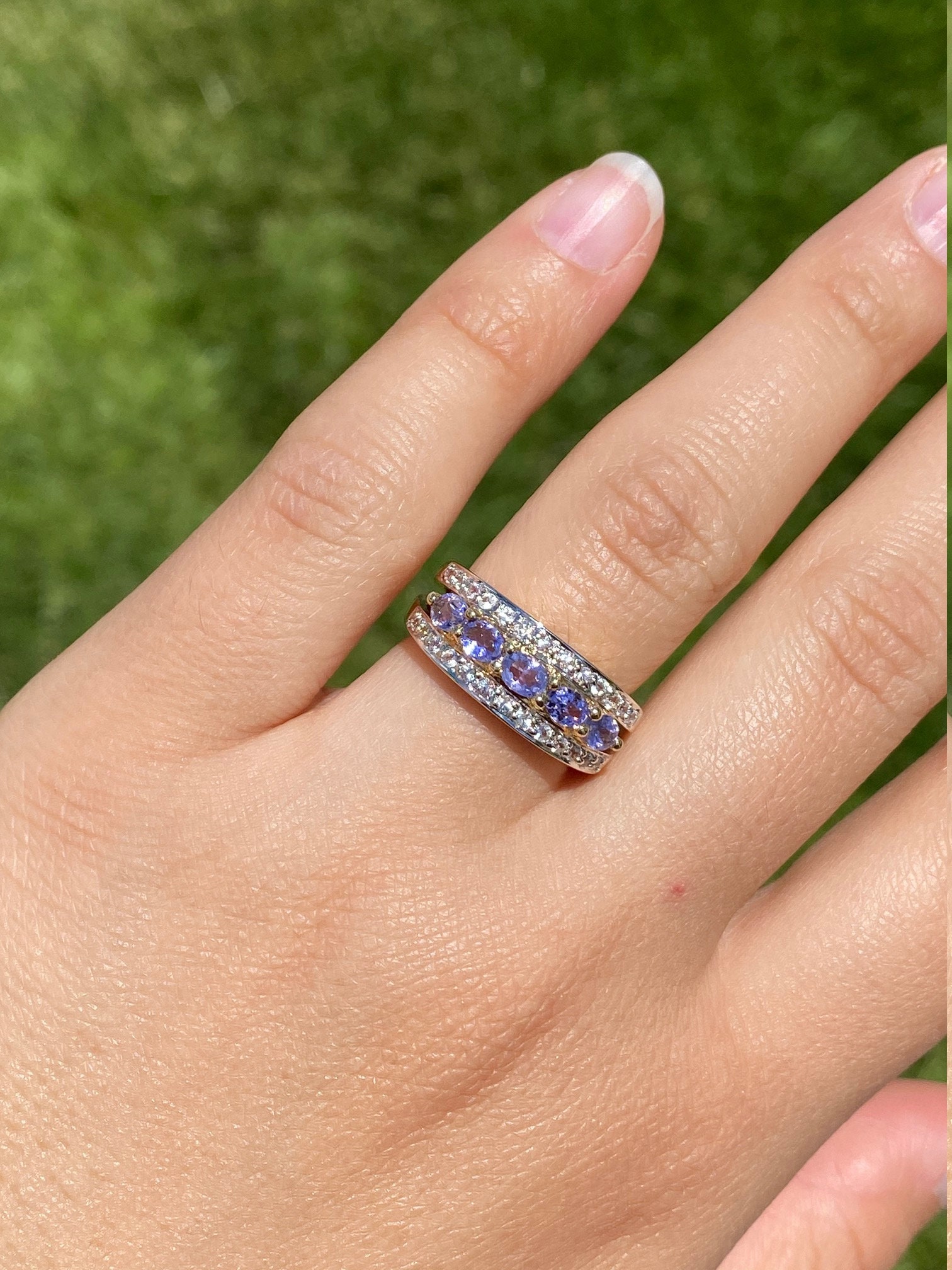 SOLD - The Pumila: Ladies Yellow Gold Cocktail Ring set with 0.70 CTW Tanzanite and Diamonds - Image 8