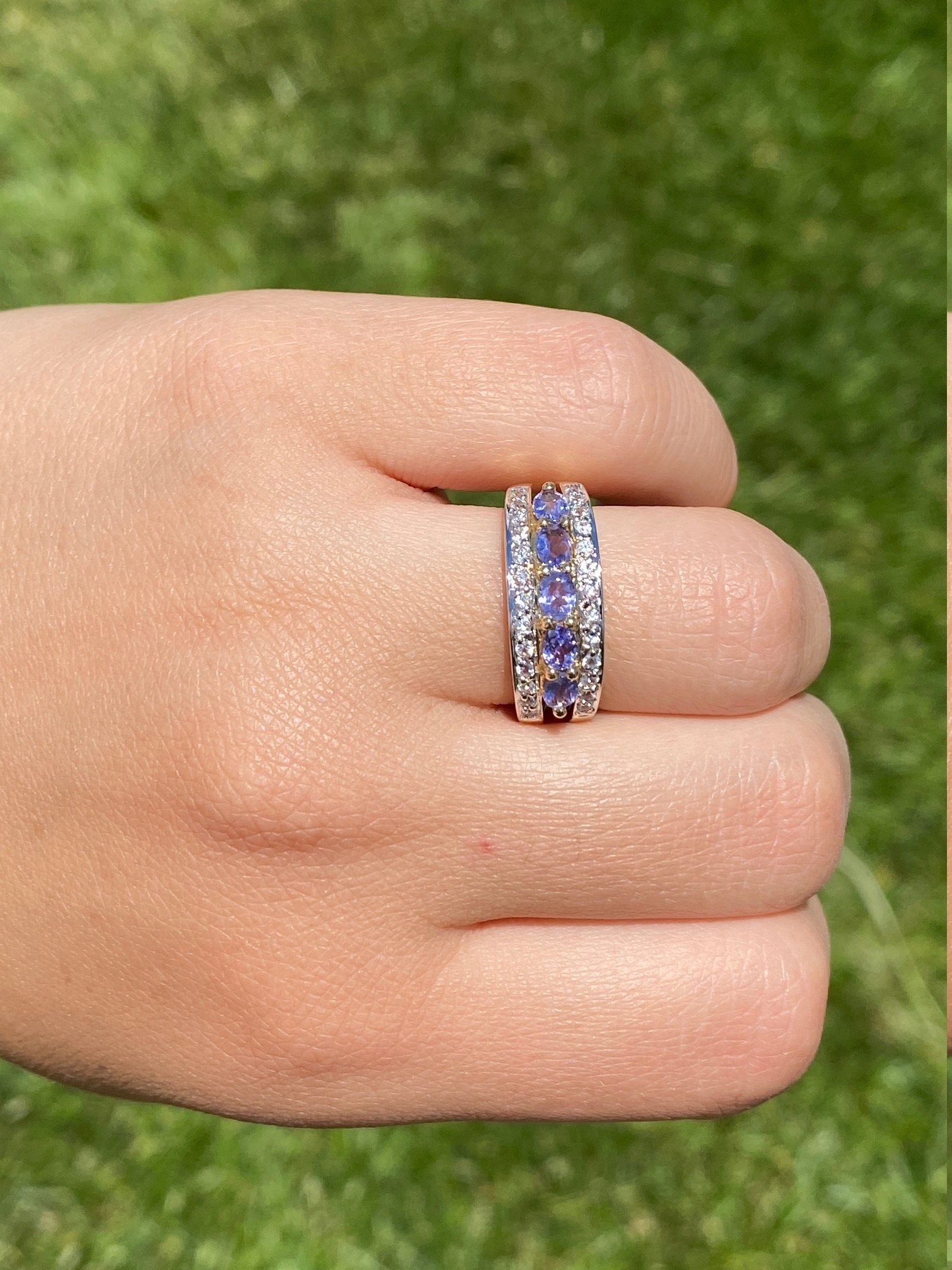SOLD - The Pumila: Ladies Yellow Gold Cocktail Ring set with 0.70 CTW Tanzanite and Diamonds - Image 10