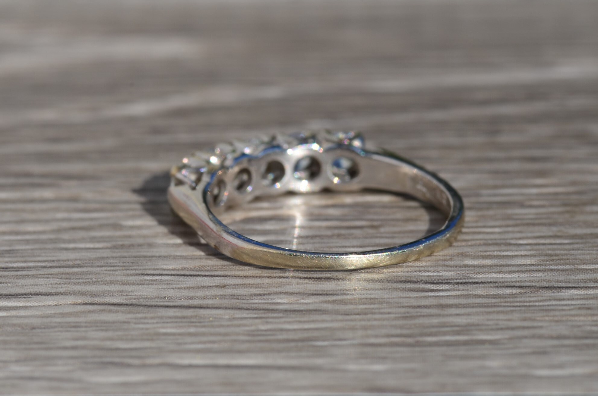 SOLD - The Hollyhock: Ladies Vintage 14K White Gold and Diamond Wedding Band - Image 3