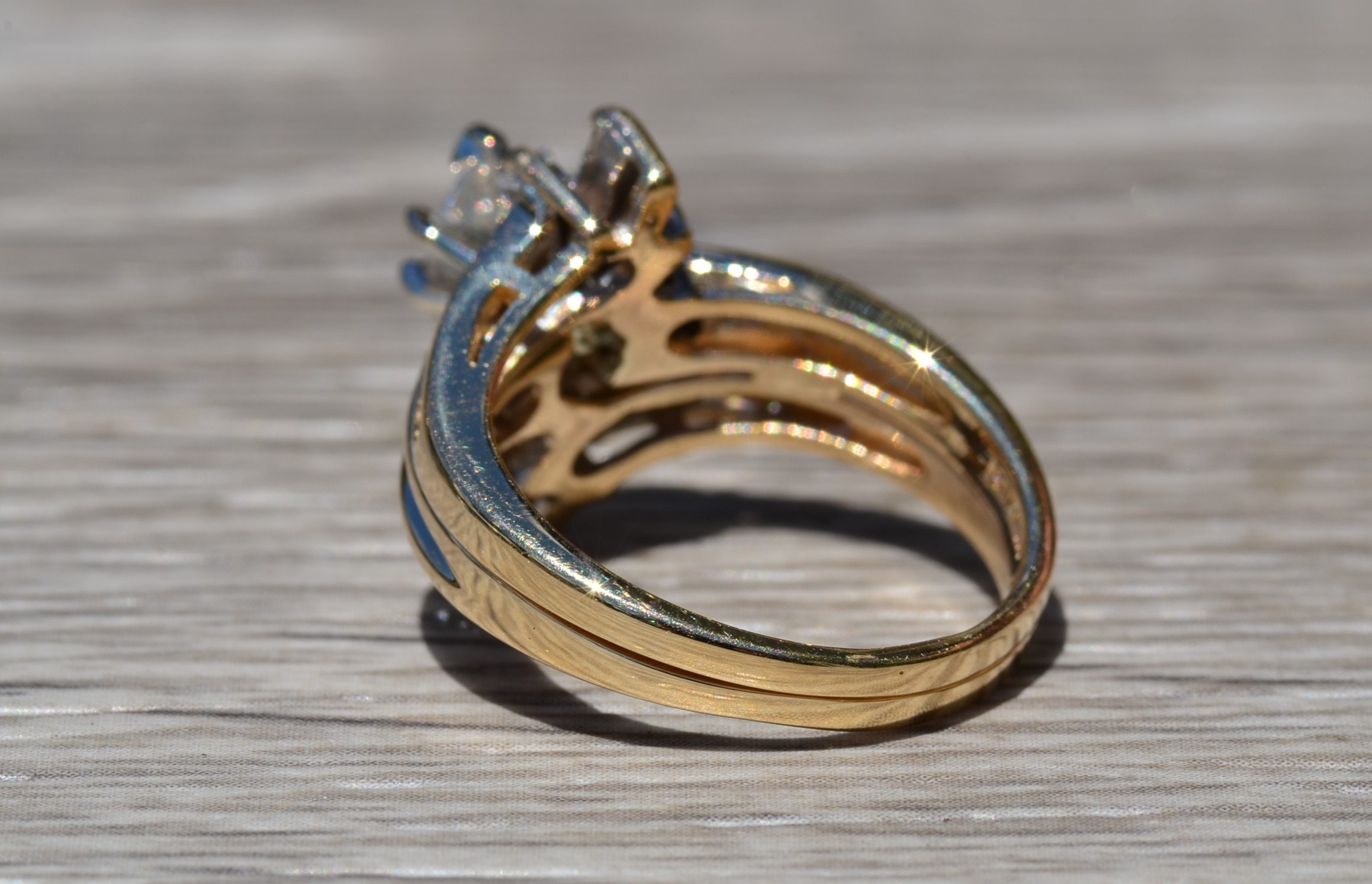 SOLD - Ladies Engagement Ring in 14K Yellow Gold set with Diamonds - Image 3