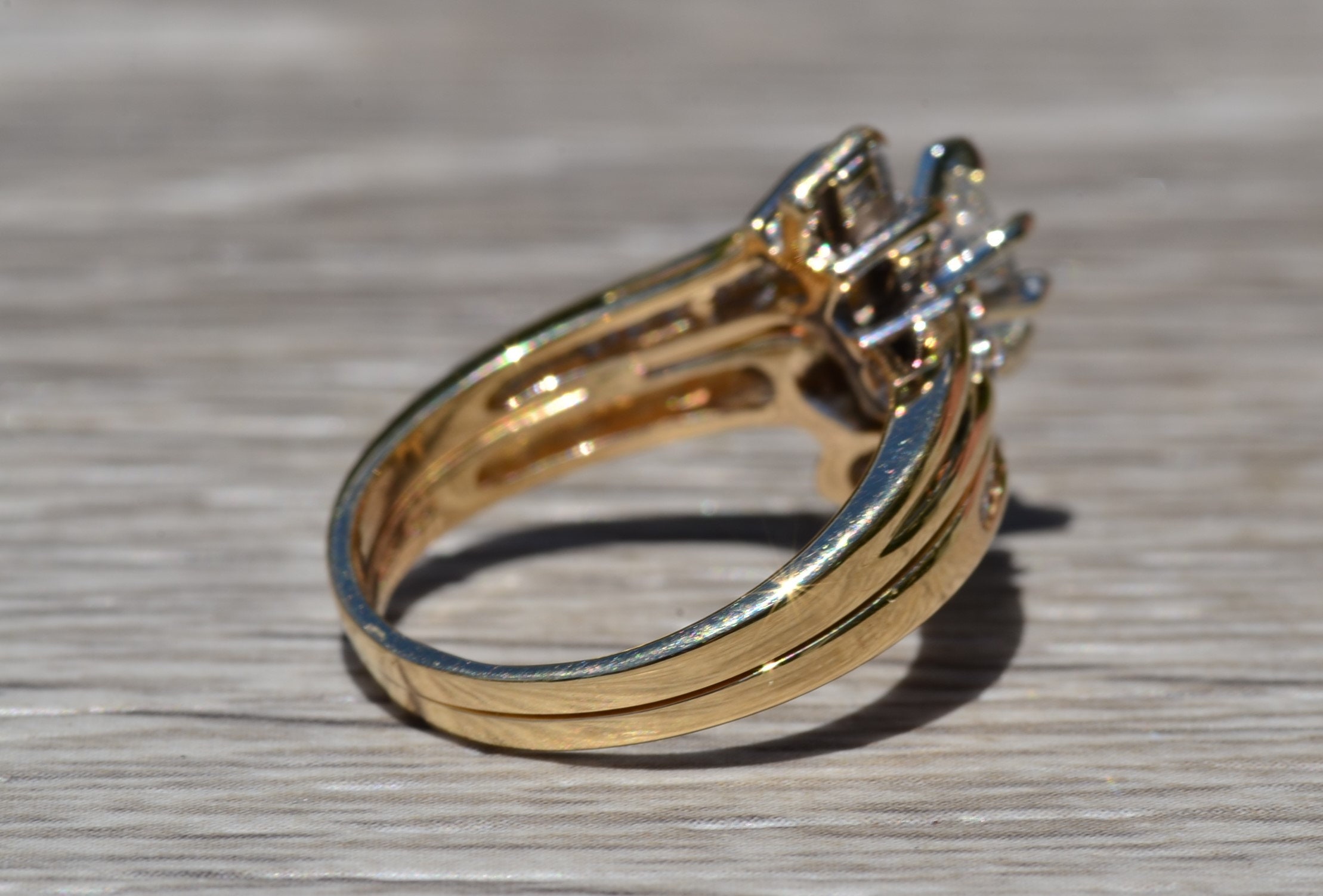 SOLD - Ladies Engagement Ring in 14K Yellow Gold set with Diamonds - Image 4