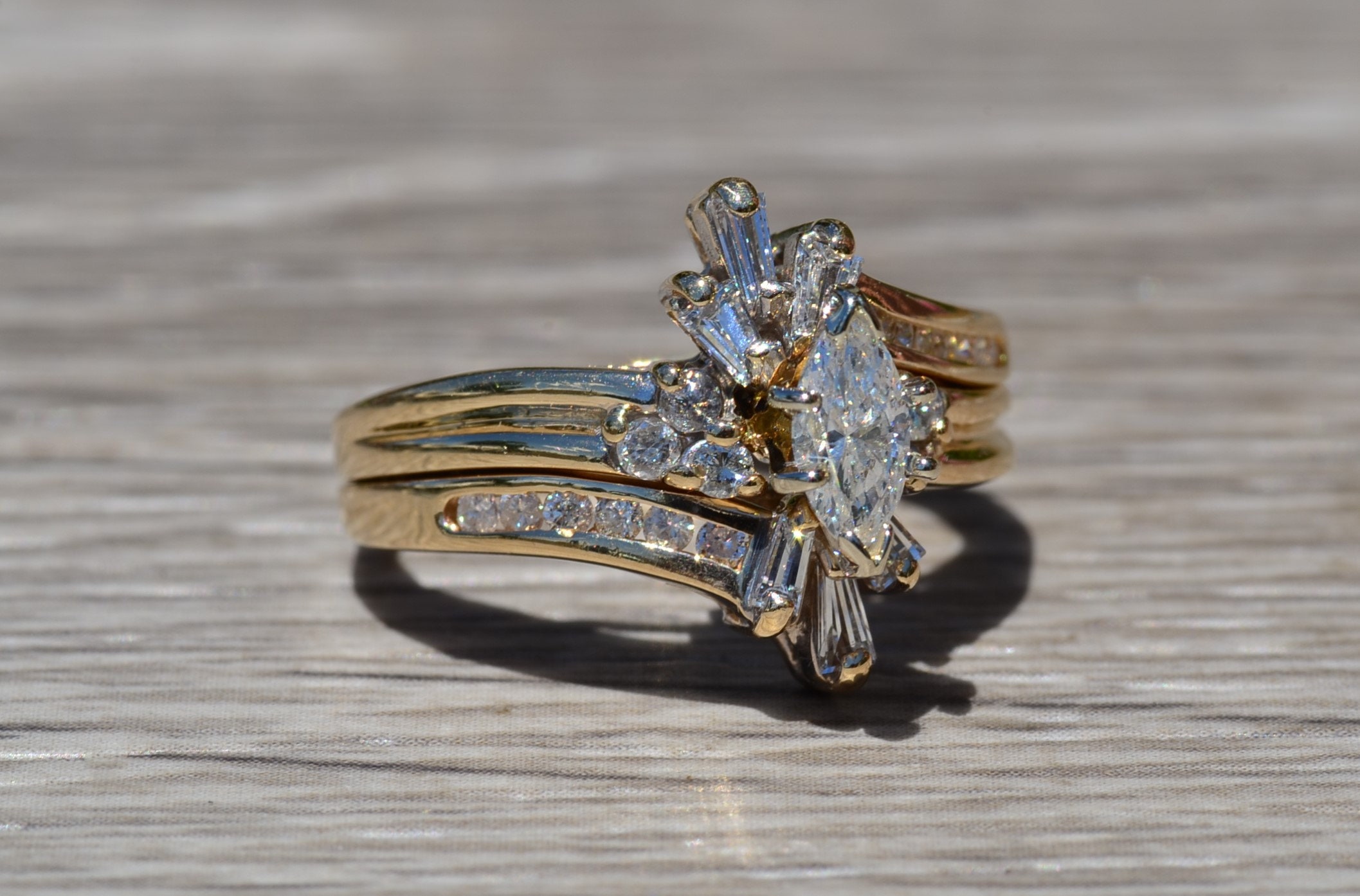 SOLD - Ladies Engagement Ring in 14K Yellow Gold set with Diamonds - Image 5