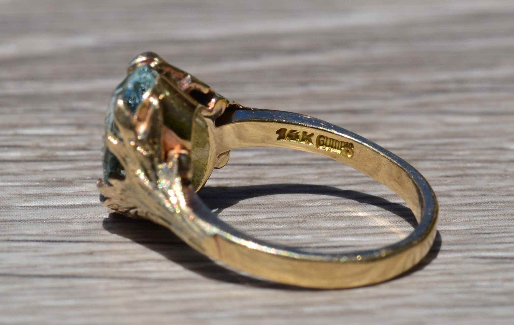 SOLD - The Inagua: Ladies Vintage Signed 14K Ring set with 5.54 CT Aquamarine - Image 7
