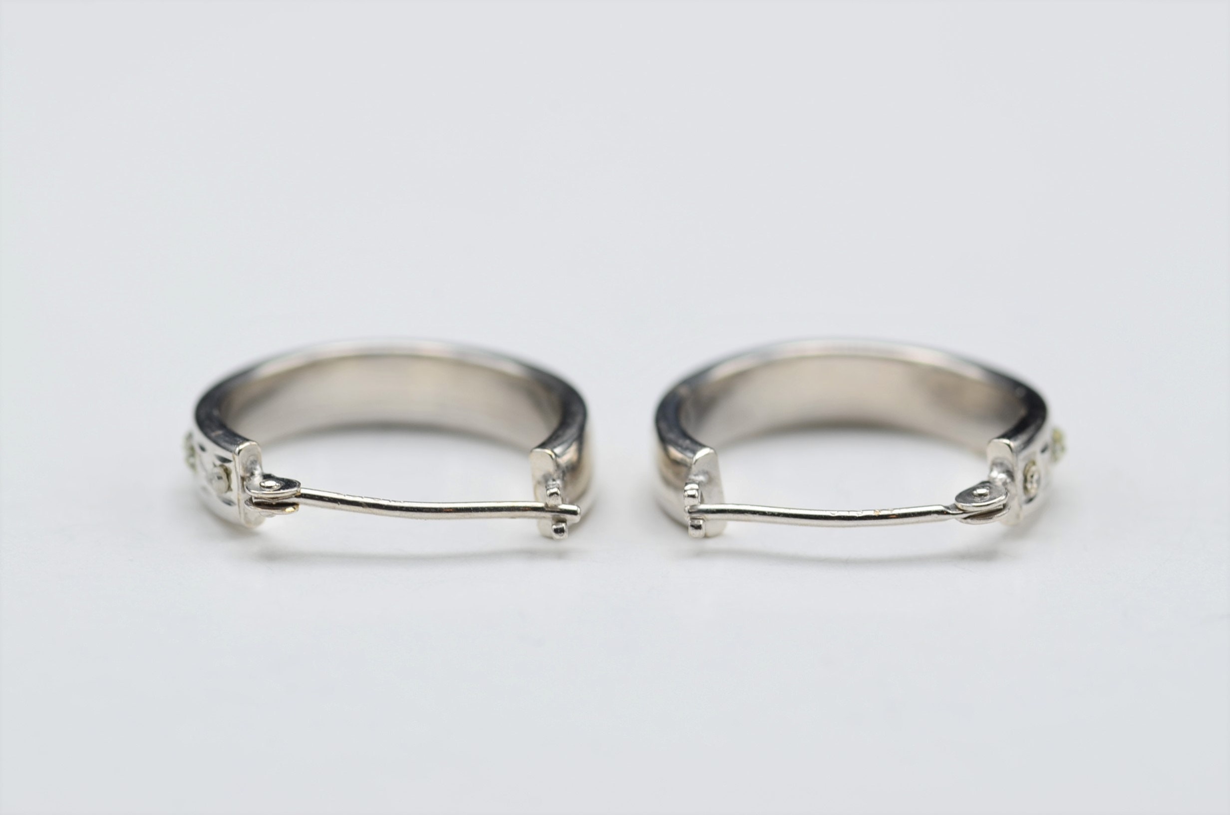 SOLD - The Keenaghs: Ladies 14K White Gold Diamond Set Hoop Earrings - Image 3