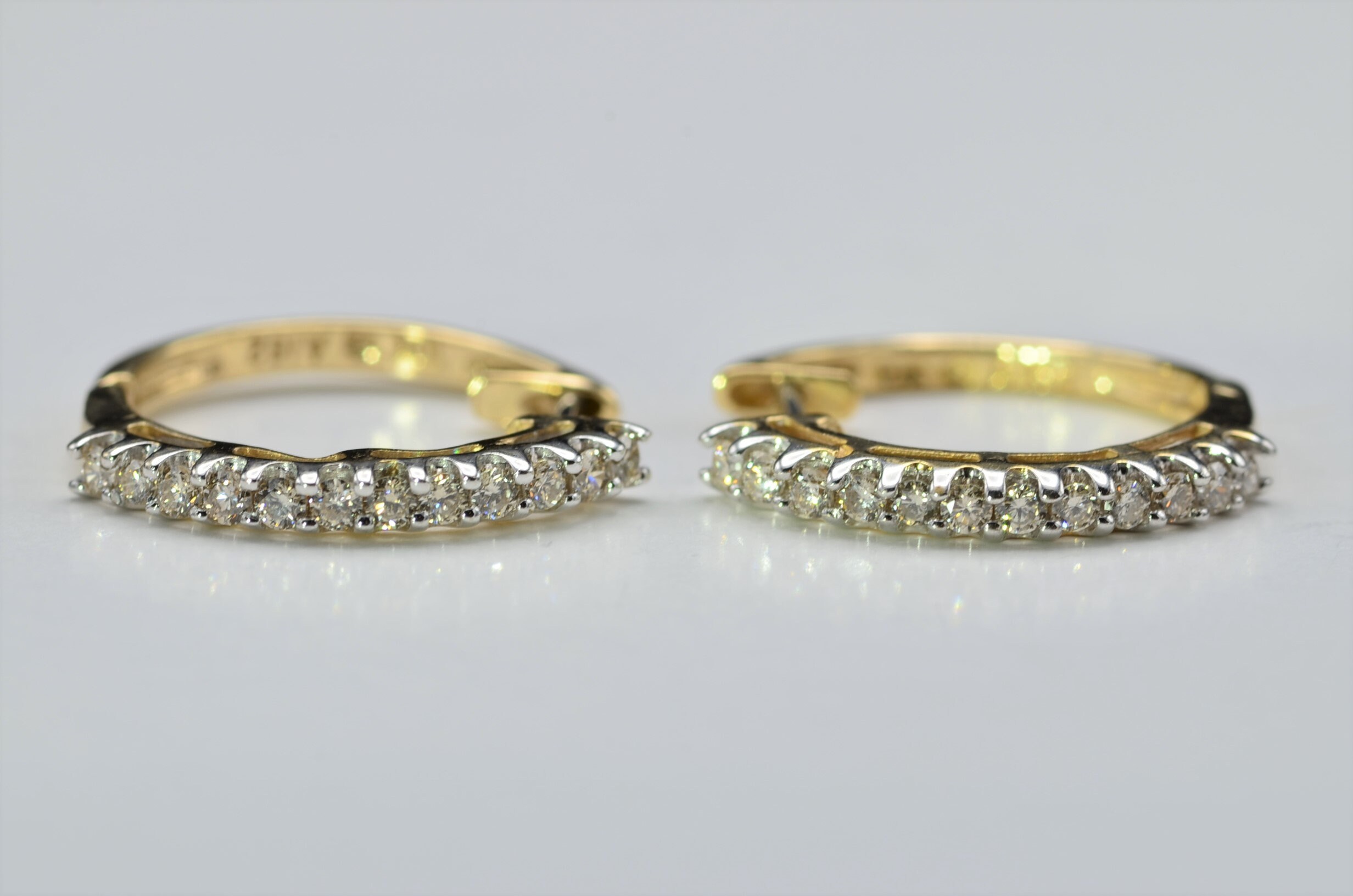 SOLD - The Lackens: Ladies Two Tone Gold Diamond Set Hoop Earrings - Image 2