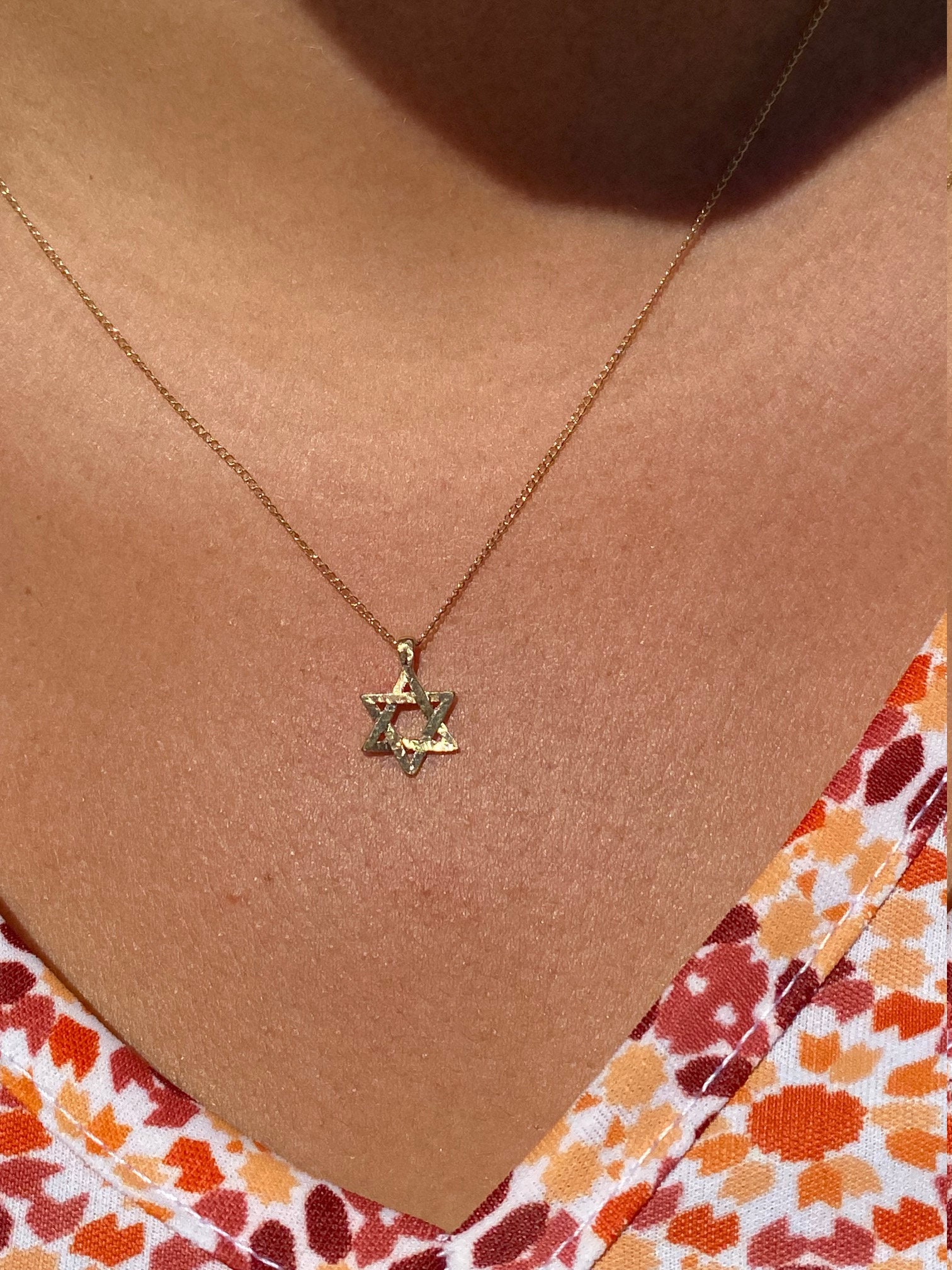 SOLD - Ladies 14K Yellow Gold Star of David Necklace - Image 3