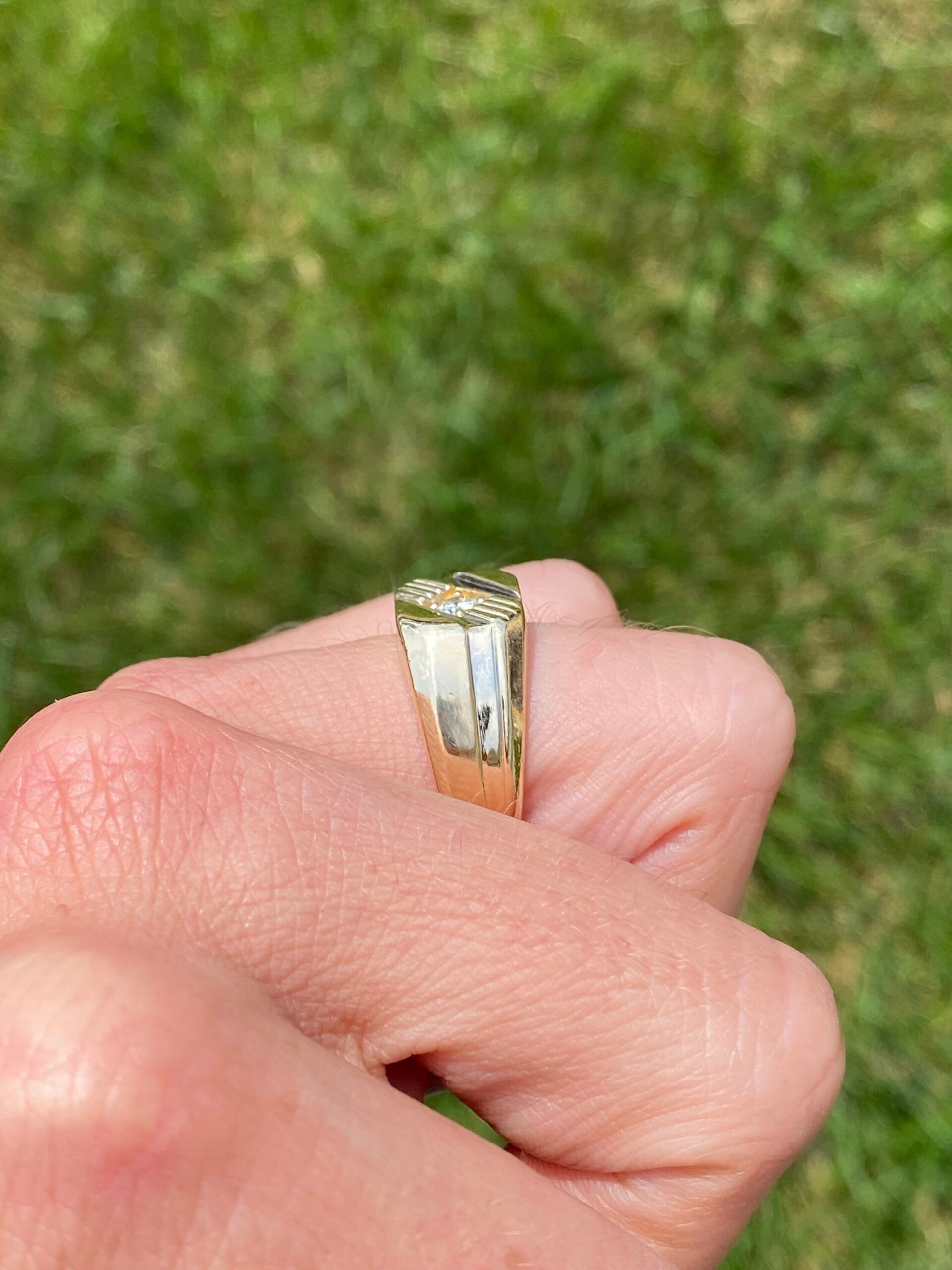 SOLD - The Skylar: Gentlemen's 14K Gold Cocktail Ring set with 0.10 CT Diamond - Image 8