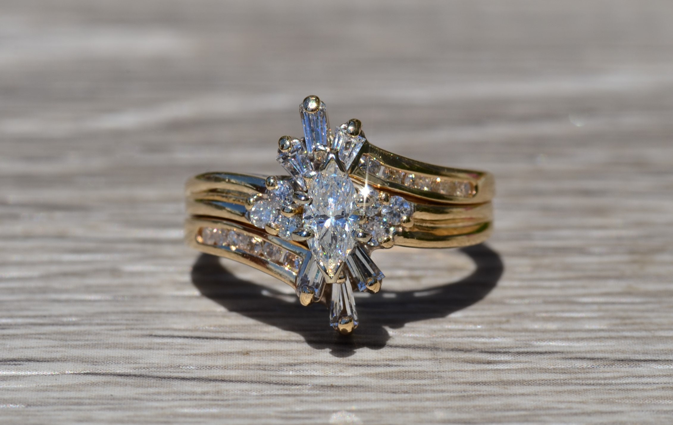 SOLD - Ladies Engagement Ring in 14K Yellow Gold set with Diamonds - Image 6