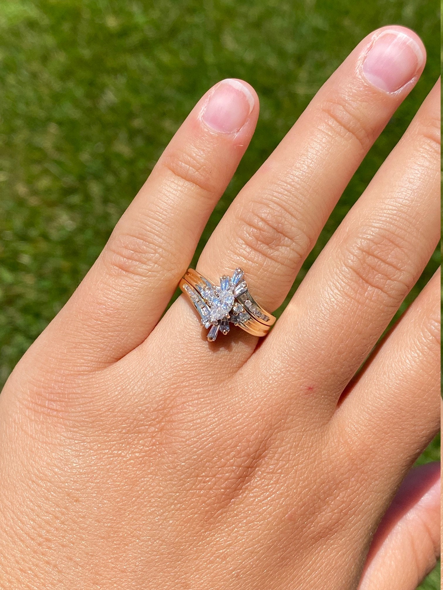 SOLD - Ladies Engagement Ring in 14K Yellow Gold set with Diamonds - Image 7