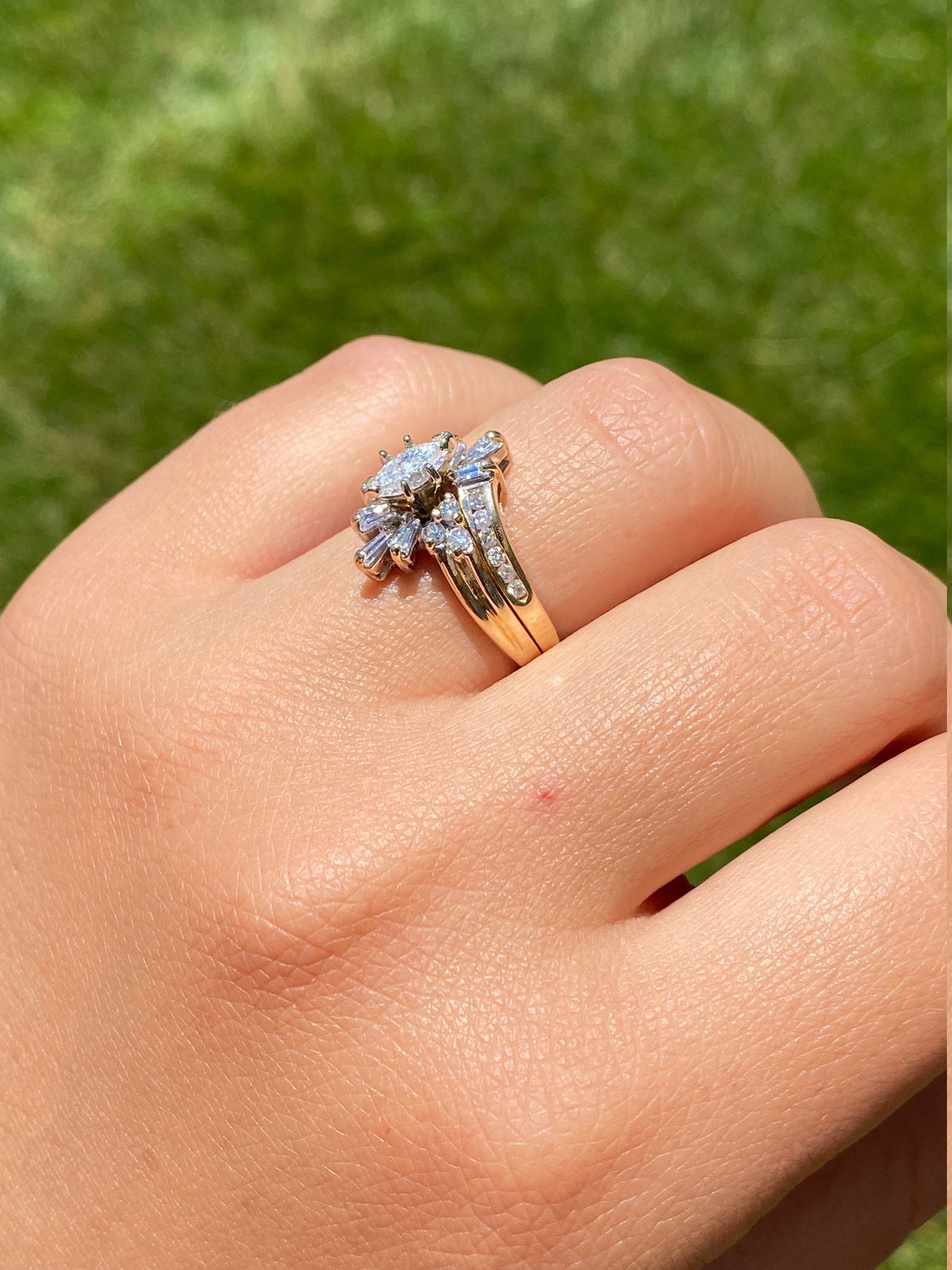 SOLD - Ladies Engagement Ring in 14K Yellow Gold set with Diamonds - Image 8