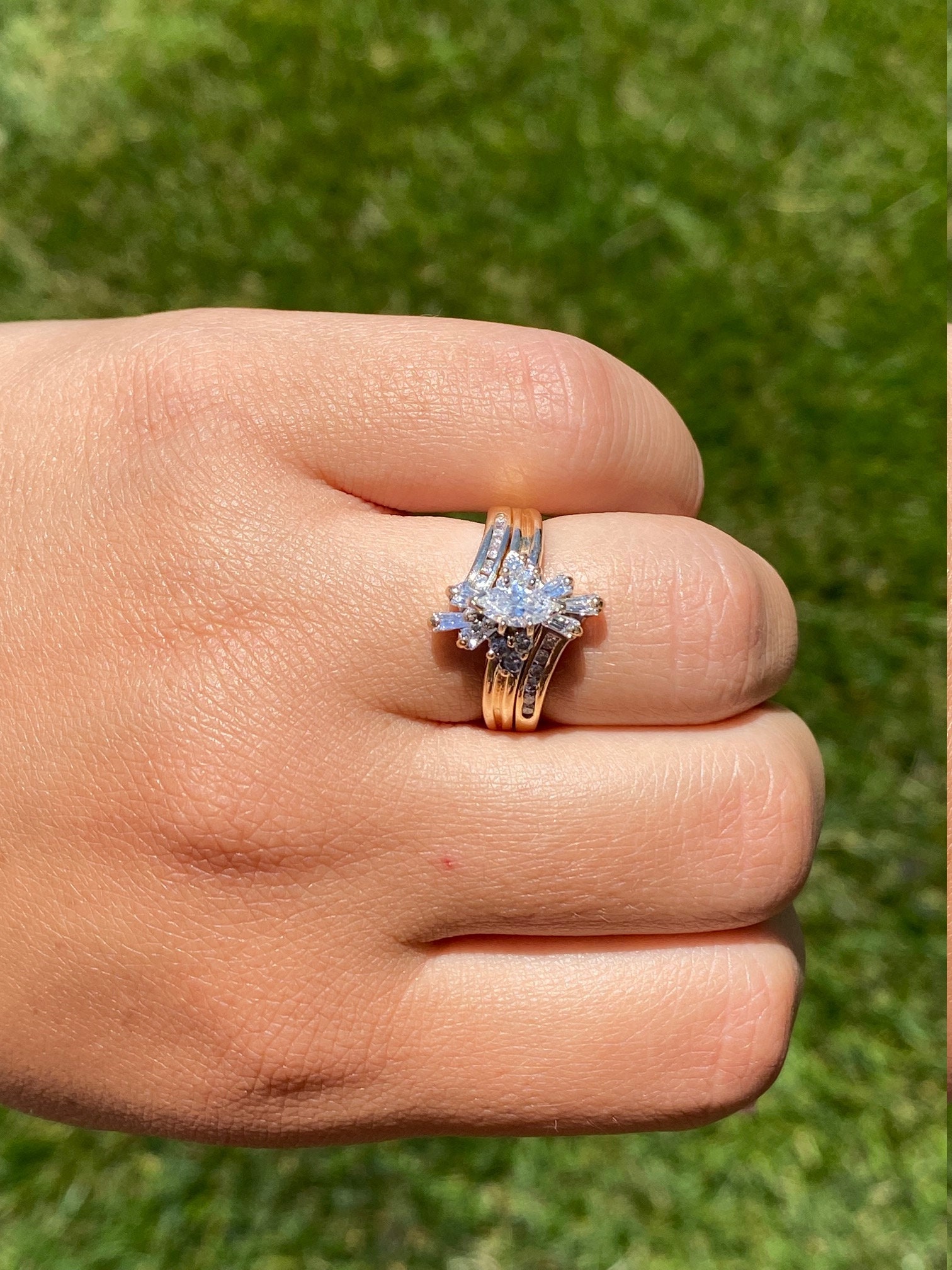 SOLD - Ladies Engagement Ring in 14K Yellow Gold set with Diamonds - Image 9
