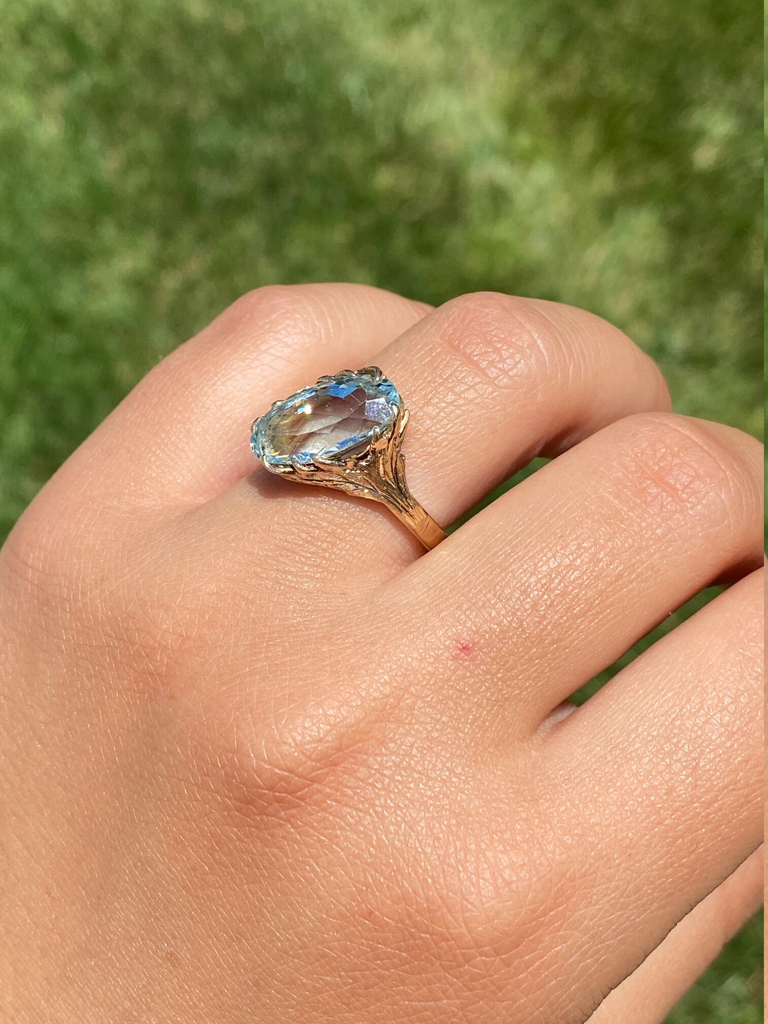 SOLD - The Inagua: Ladies Vintage Signed 14K Ring set with 5.54 CT Aquamarine - Image 9