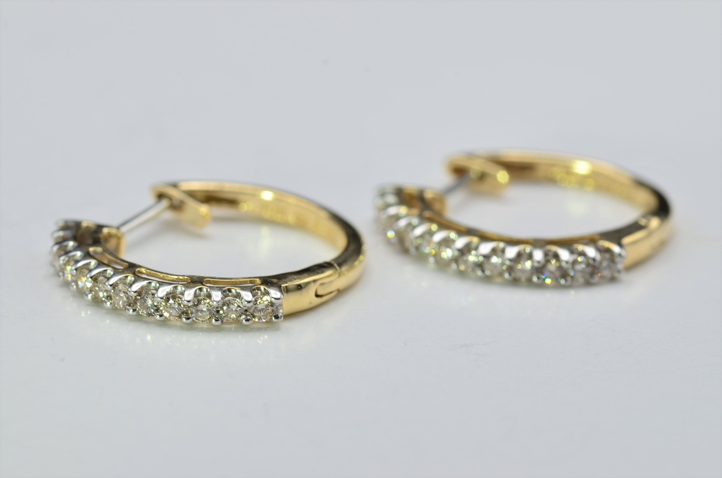 SOLD - The Lackens: Ladies Two Tone Gold Diamond Set Hoop Earrings - Image 4