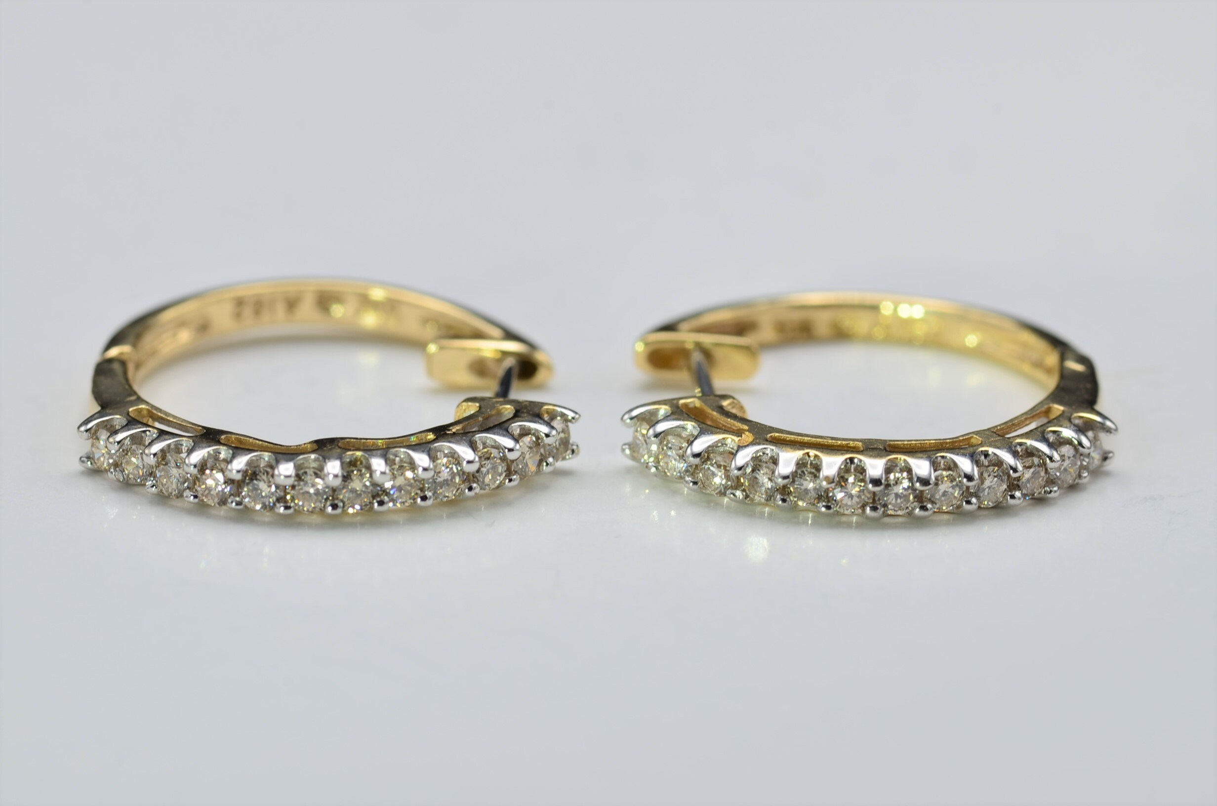 SOLD - The Lackens: Ladies Two Tone Gold Diamond Set Hoop Earrings - Image 5