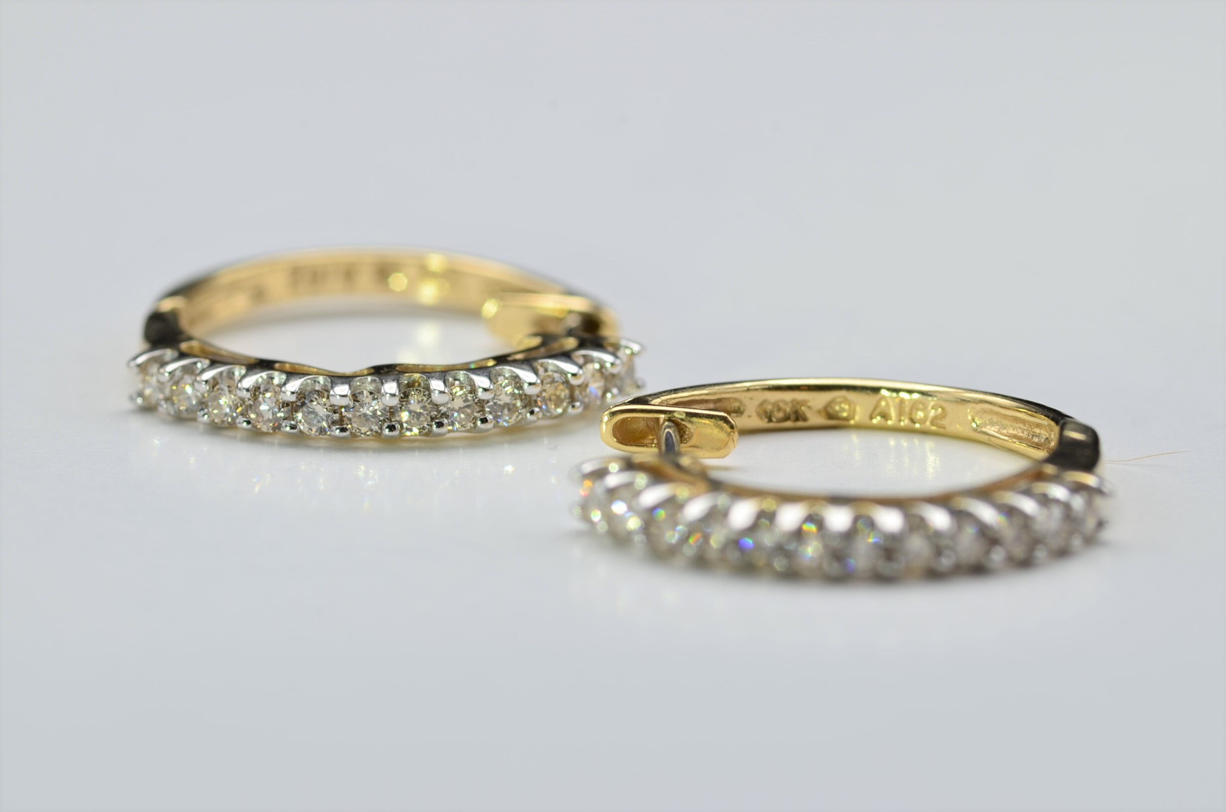 SOLD - The Lackens: Ladies Two Tone Gold Diamond Set Hoop Earrings - Image 6
