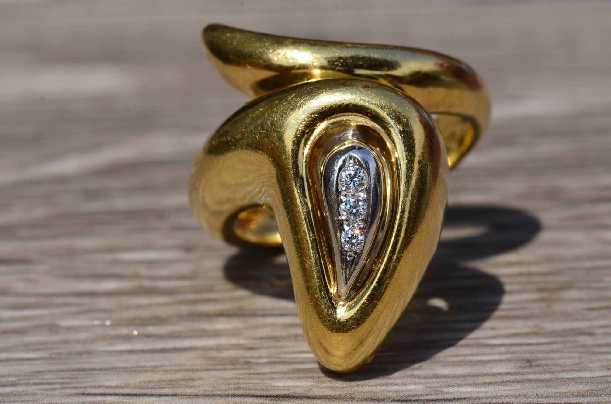 The Odette: Ladies 18K Gold Italian Snake Style Ring set with Diamonds - Image 6