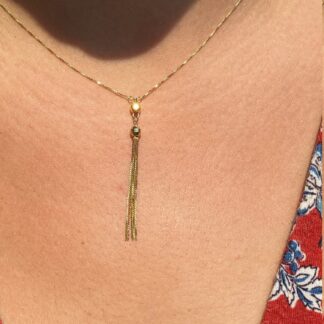 Ladies Contemporary Dangler Necklace in Peruvian Made Yellow Gold