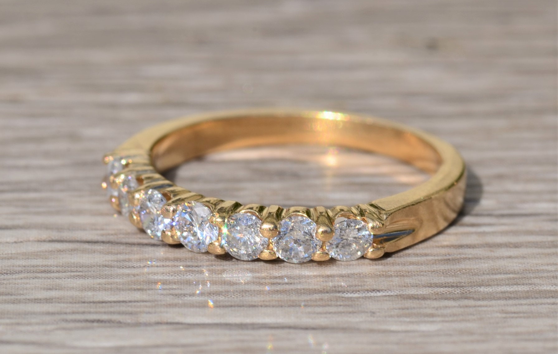 The Amaya: Ladies 14K Gold Shared Prong Diamond Band set with 0.70 CTW - Image 2