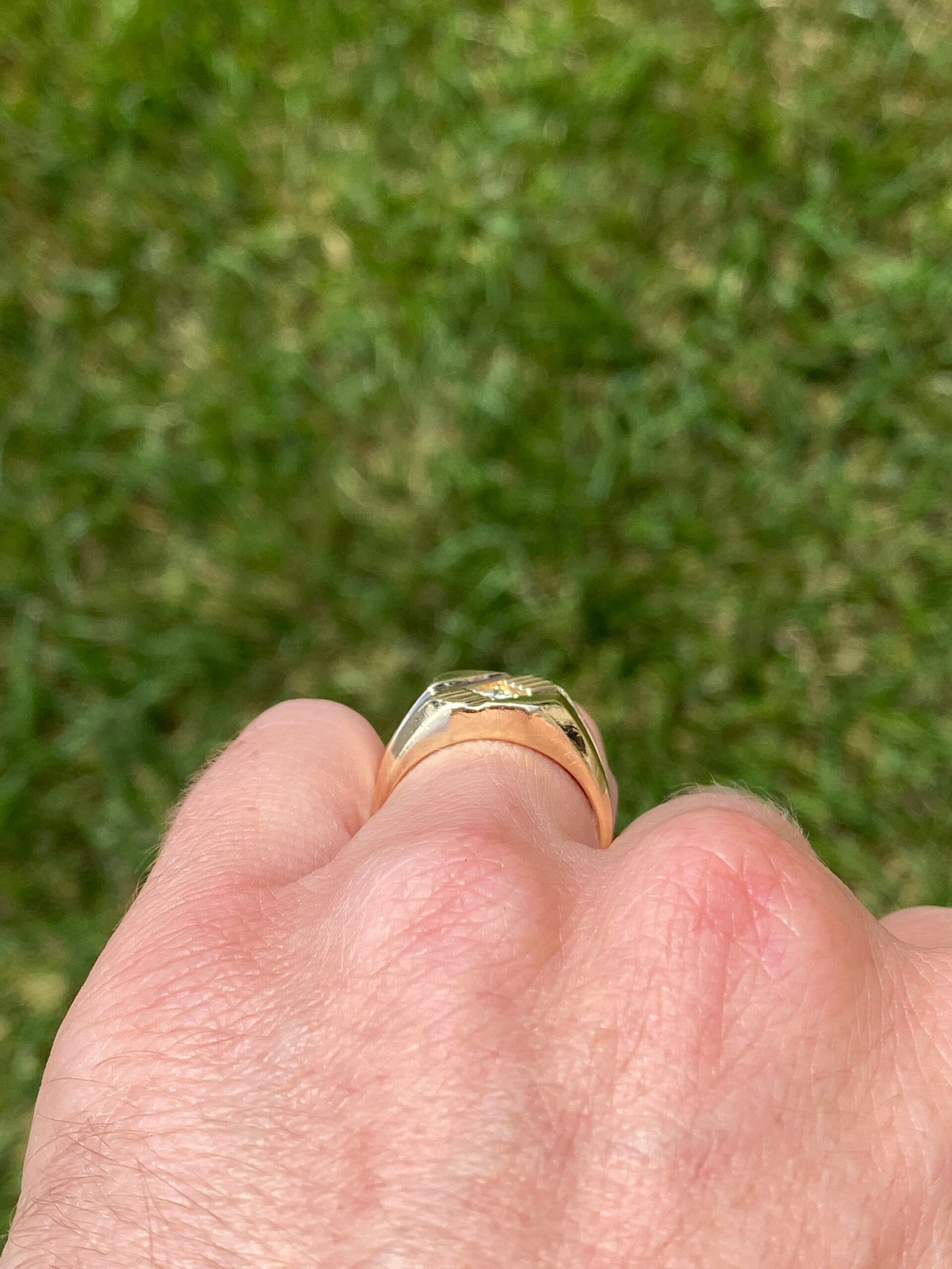 SOLD - The Skylar: Gentlemen's 14K Gold Cocktail Ring set with 0.10 CT Diamond - Image 9