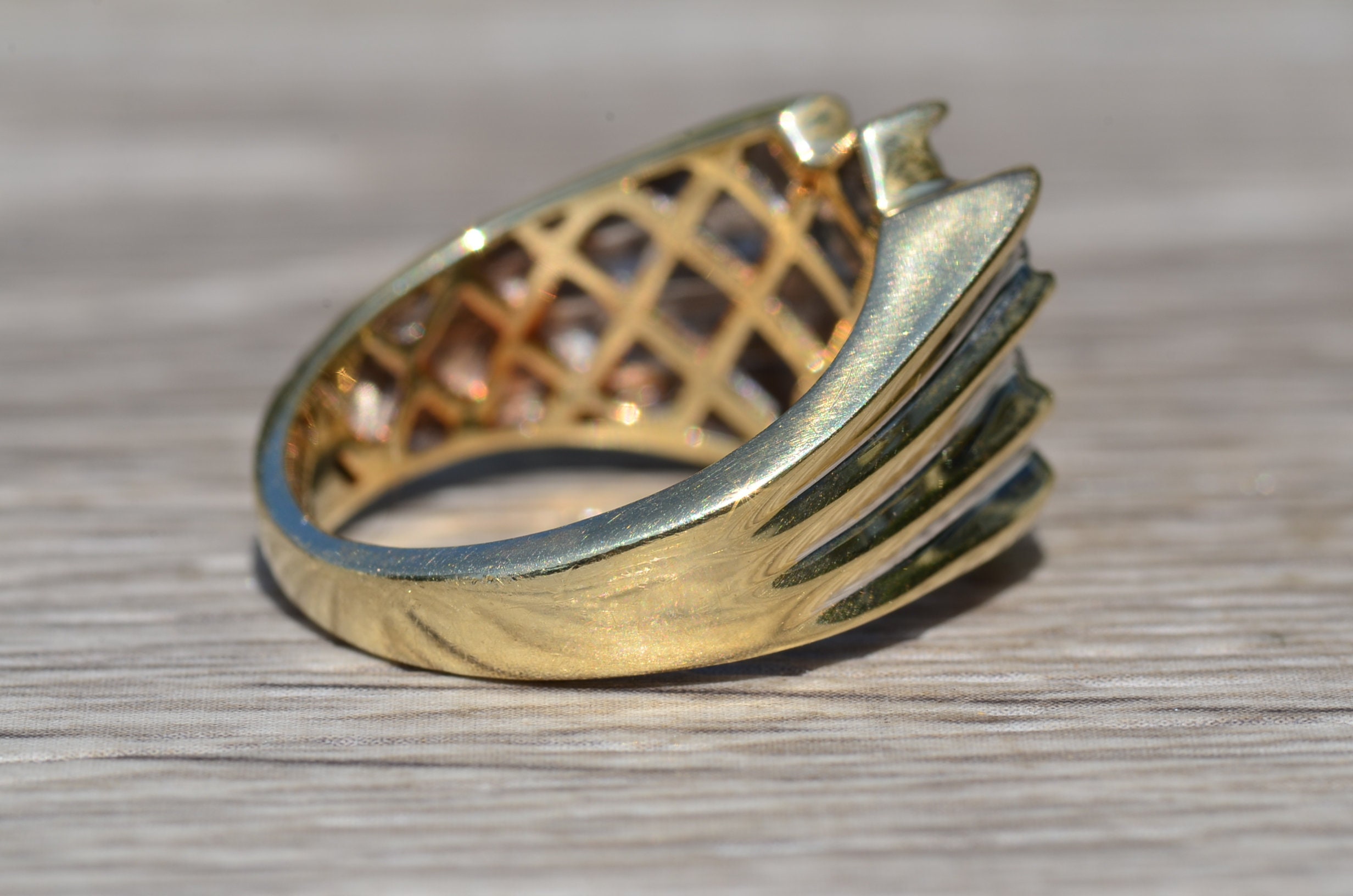 SOLD - The Deerfield Beach: Gentleman's Yellow Gold Angular Diamond Ring - Image 4