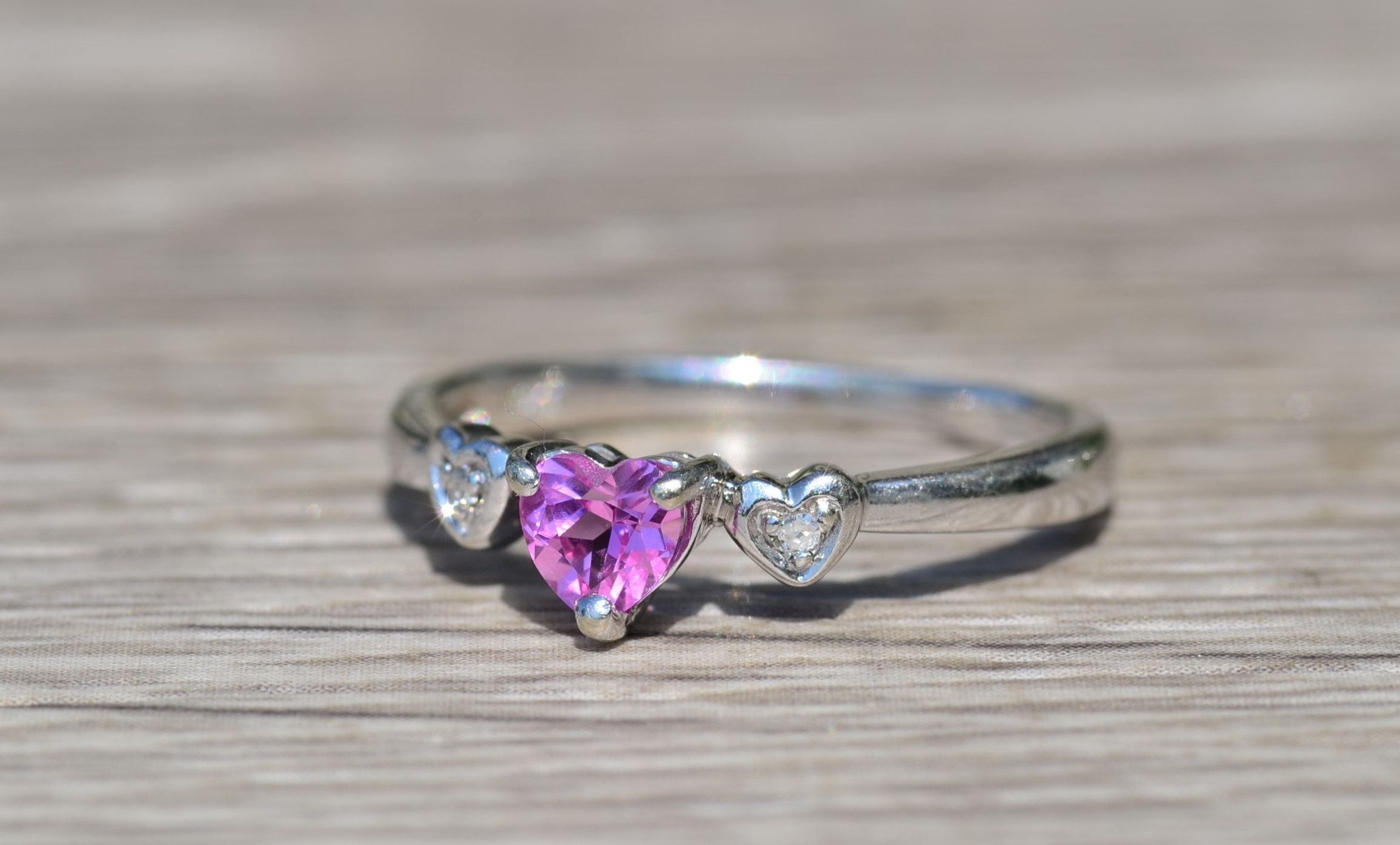 SOLD - The Hallandale: Ladies Heart Shaped Pink Topaz and Diamond Ring - Image 2