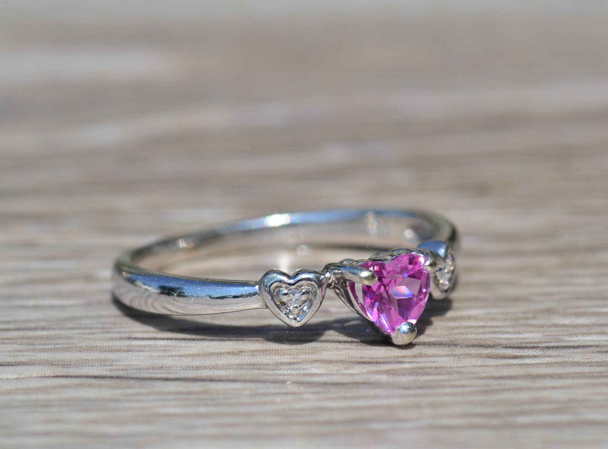 SOLD - The Hallandale: Ladies Heart Shaped Pink Topaz and Diamond Ring - Image 5