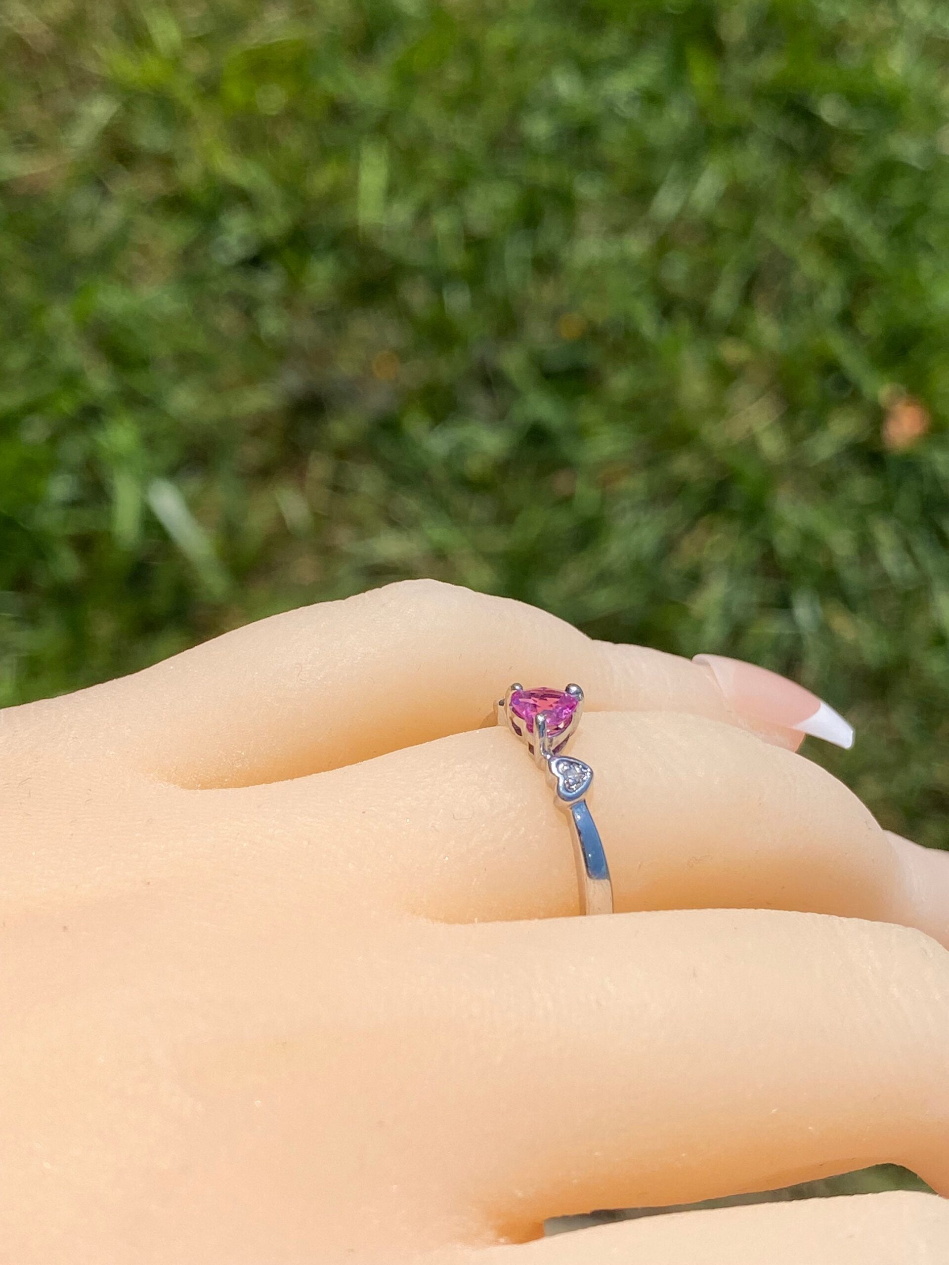 SOLD - The Hallandale: Ladies Heart Shaped Pink Topaz and Diamond Ring - Image 8