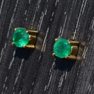 SOLD - The Parkland: Natural Colombian Emerald Studs in Yellow Gold