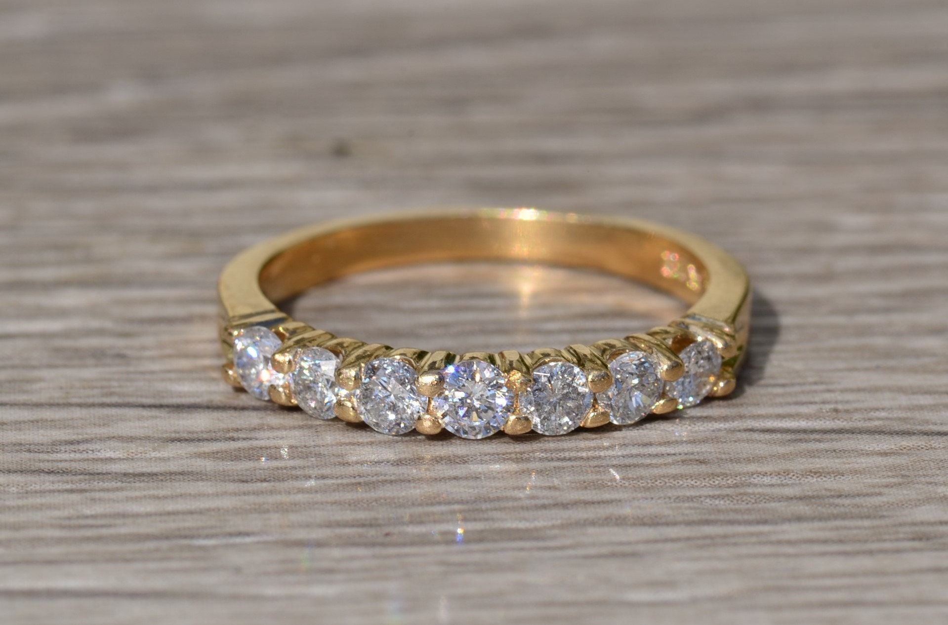 The Amaya: Ladies 14K Gold Shared Prong Diamond Band set with 0.70 CTW - Image 6
