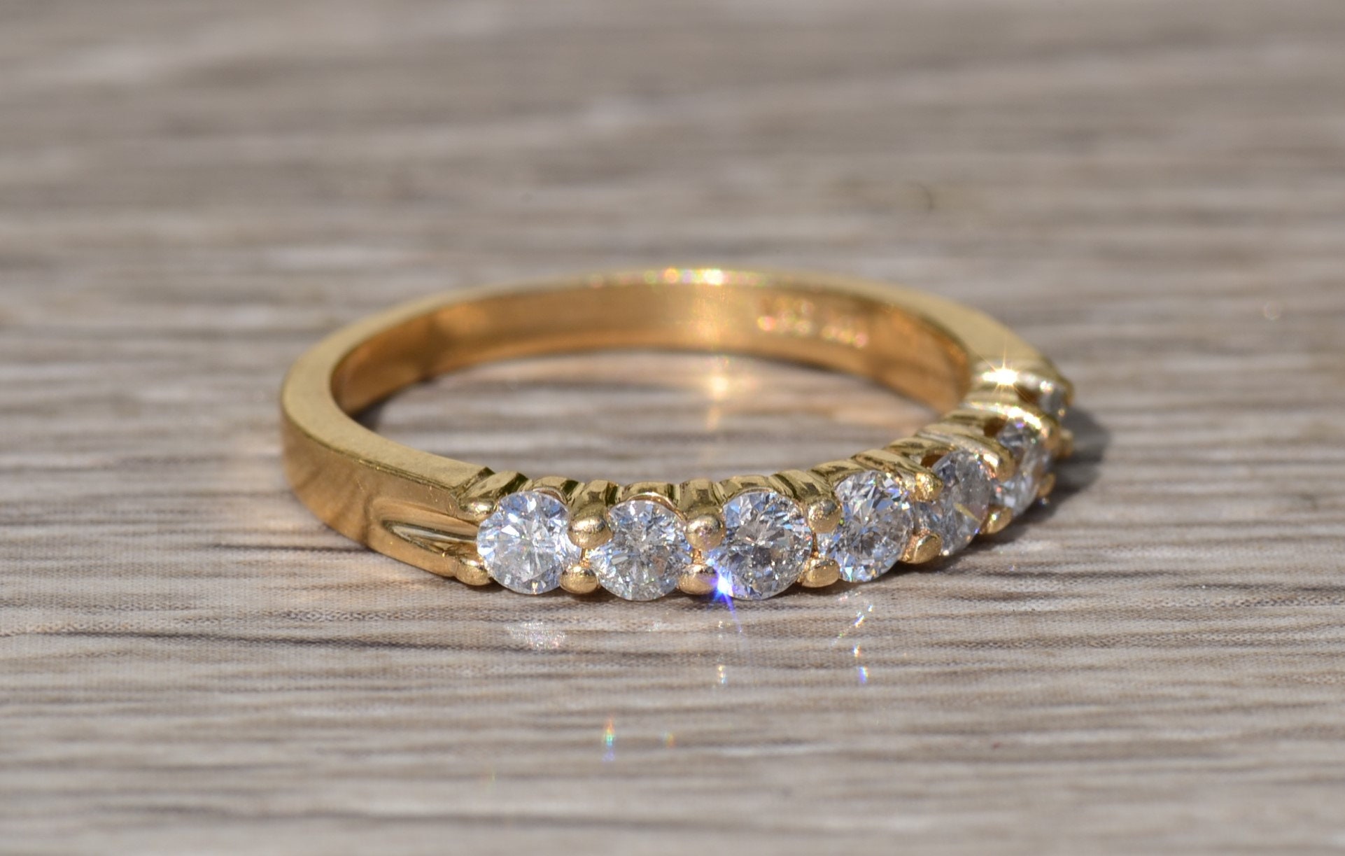 The Amaya: Ladies 14K Gold Shared Prong Diamond Band set with 0.70 CTW - Image 5