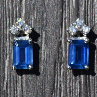 The Aitanas:  Ladies 14K Gold Stud Earrings set with 1.50 CTW Sapphires and Diamonds