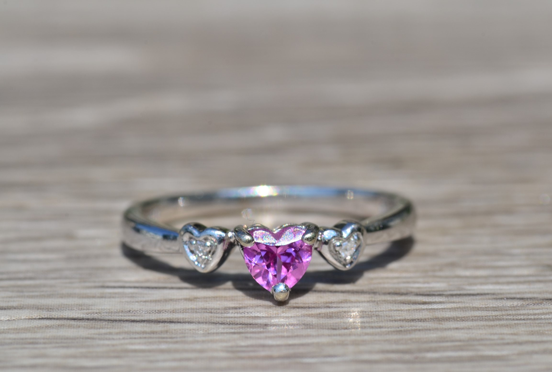 SOLD - The Hallandale: Ladies Heart Shaped Pink Topaz and Diamond Ring - Image 6