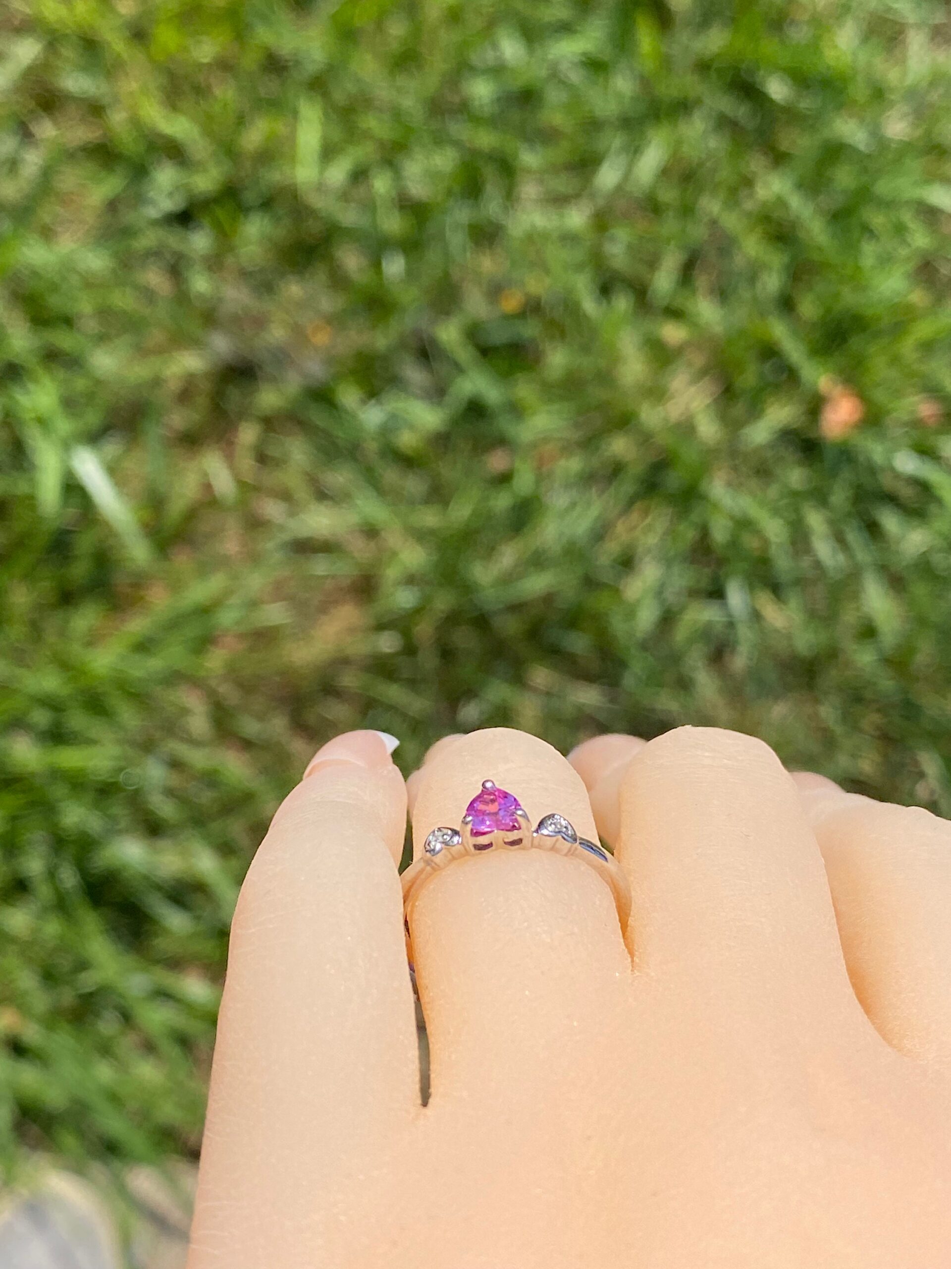 SOLD - The Hallandale: Ladies Heart Shaped Pink Topaz and Diamond Ring - Image 9