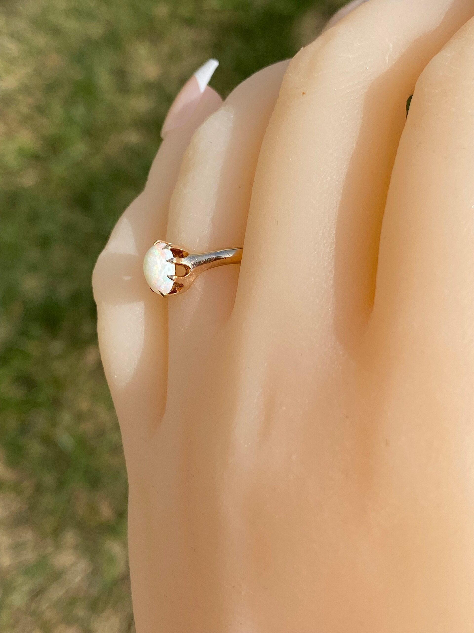 SOLD - The Downey: Antique Australian Opal Engagement Ring - Image 8