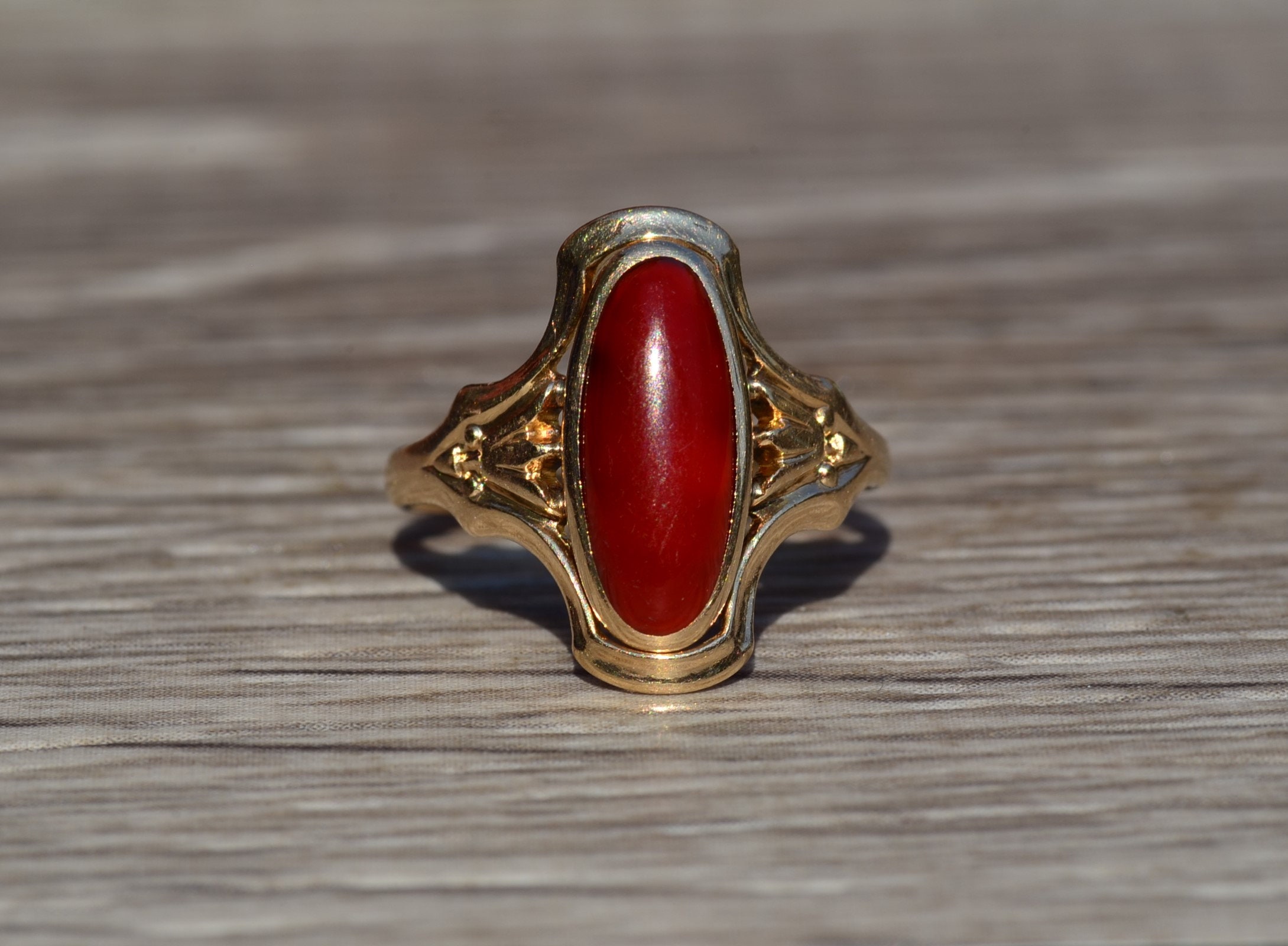 The Pomona: Antique Art Nouveau Ring set with Carnelian - Image 7