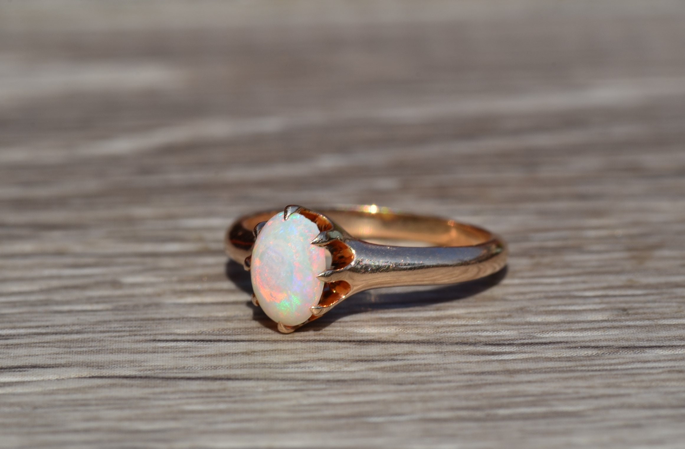 SOLD - The Downey: Antique Australian Opal Engagement Ring - Image 2
