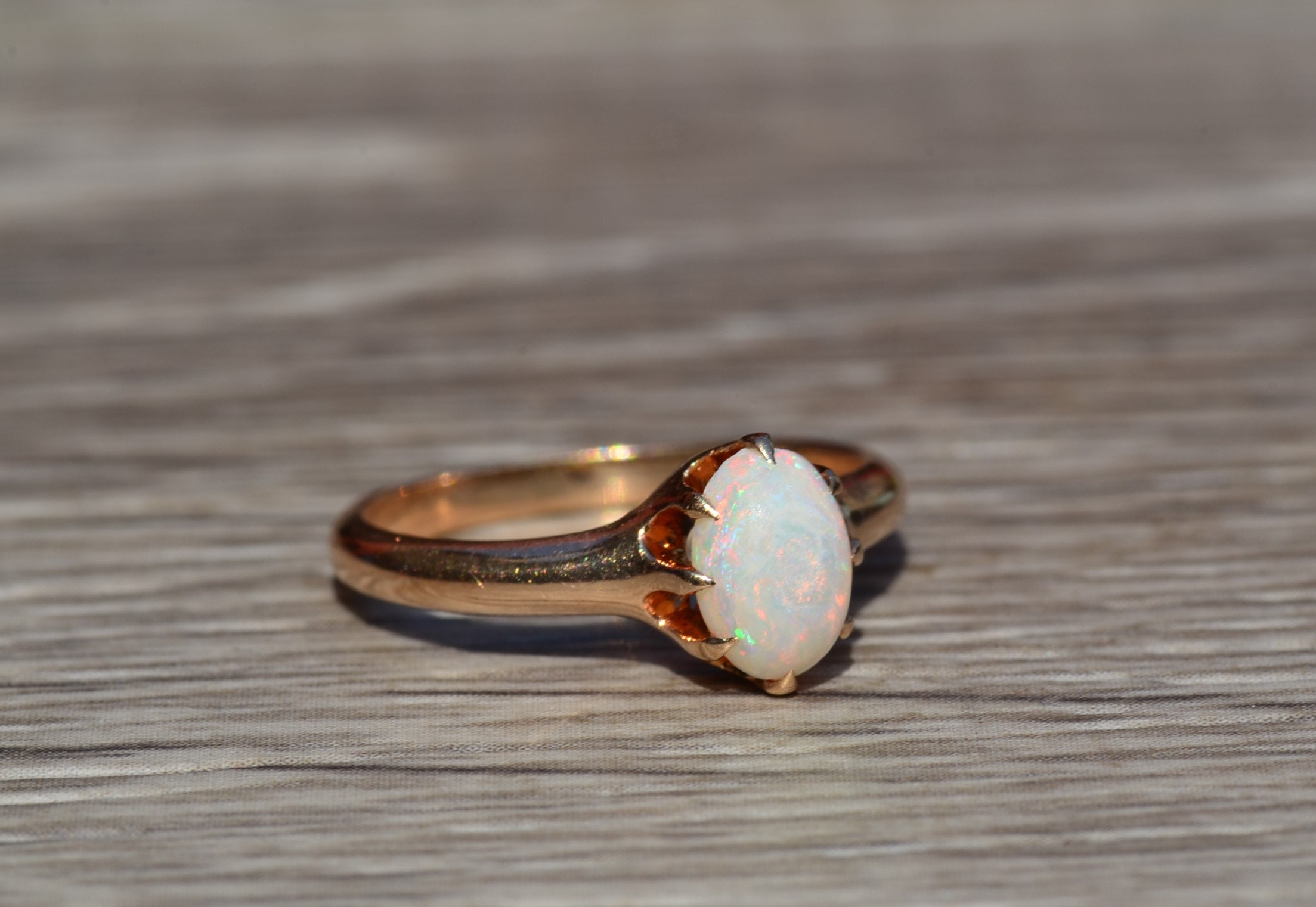 SOLD - The Downey: Antique Australian Opal Engagement Ring - Image 5