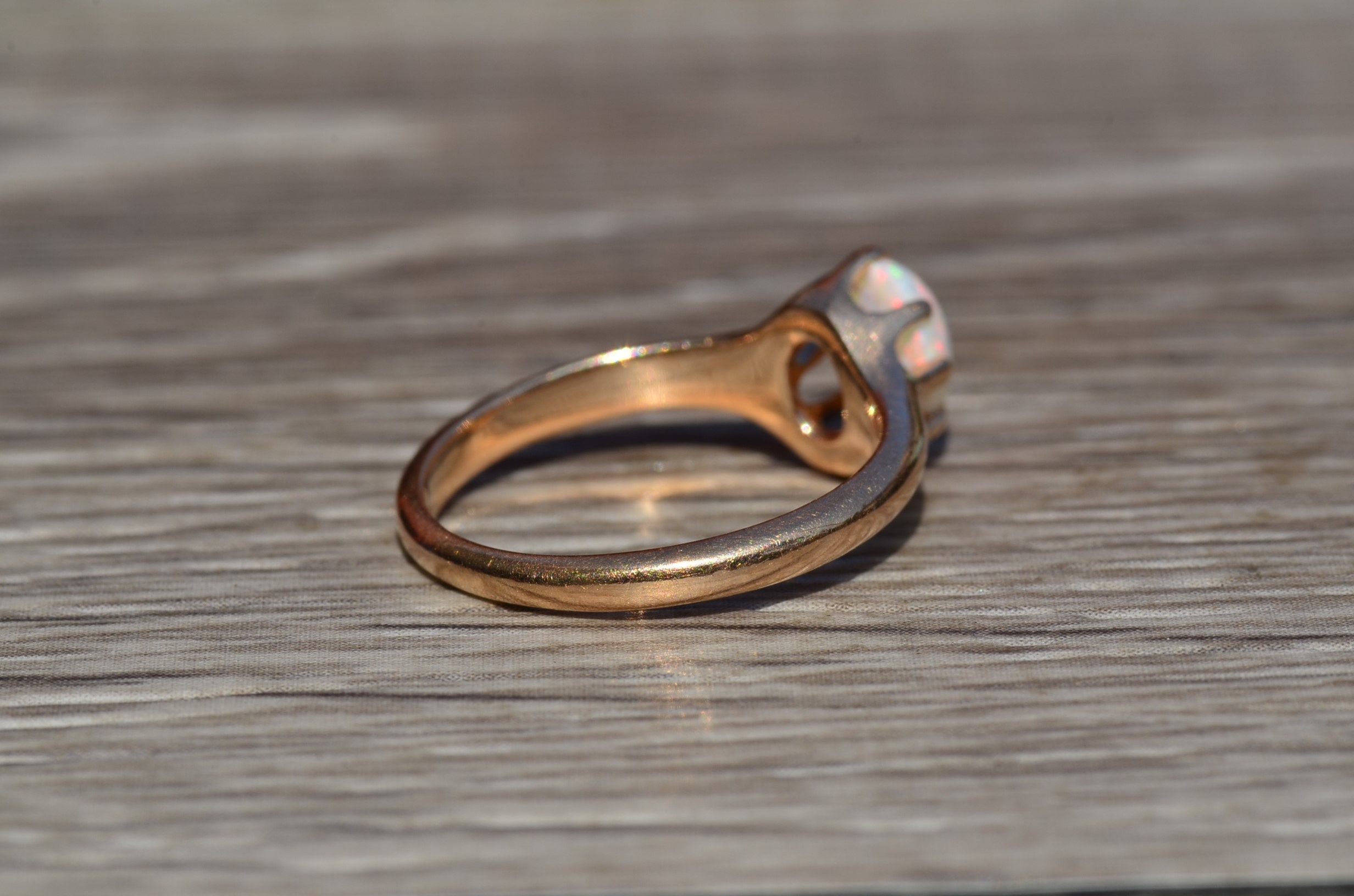 SOLD - The Downey: Antique Australian Opal Engagement Ring - Image 4