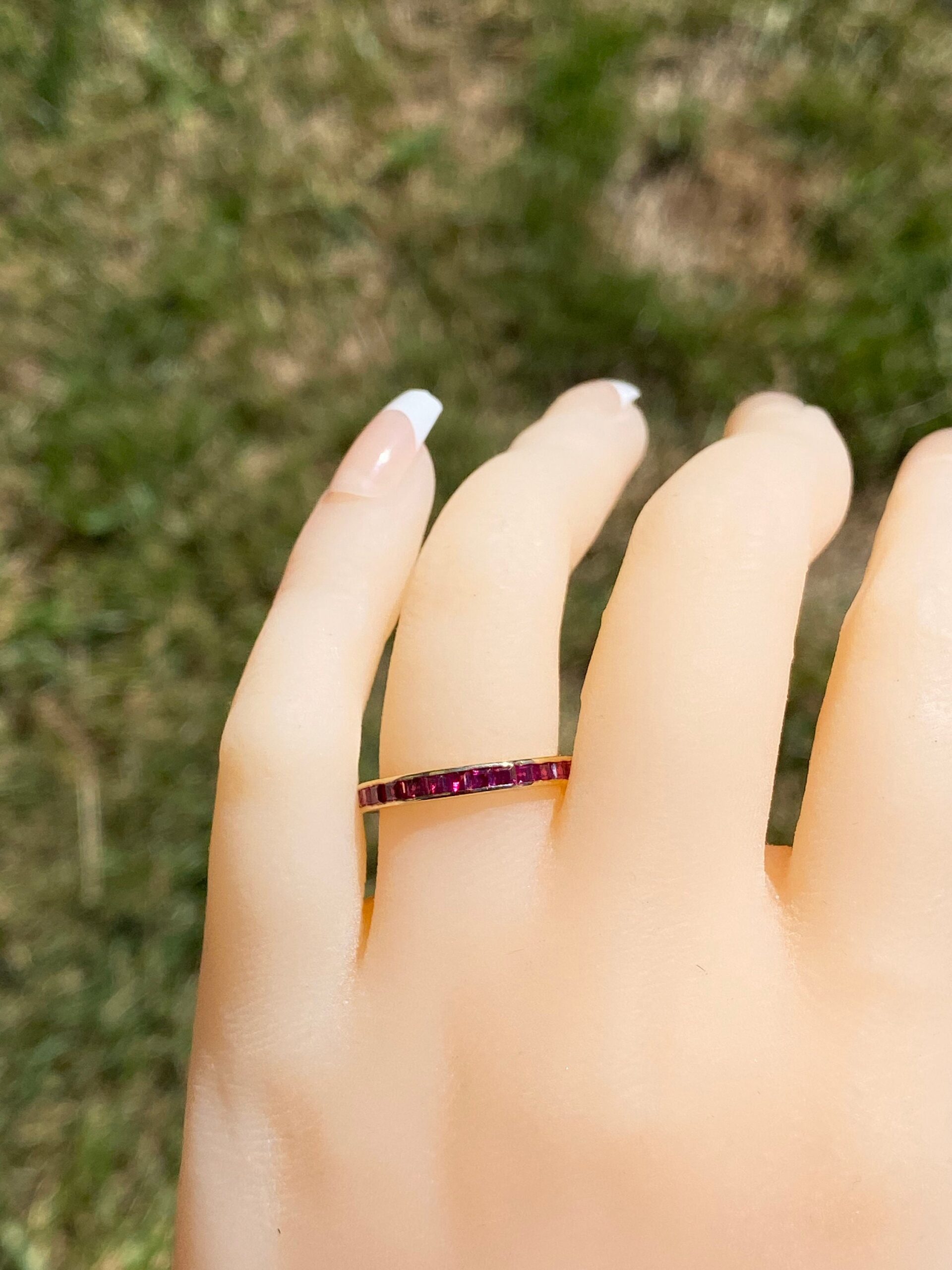 The Culver City: Yellow Gold Eternity Band set with Lab Rubies - Image 3