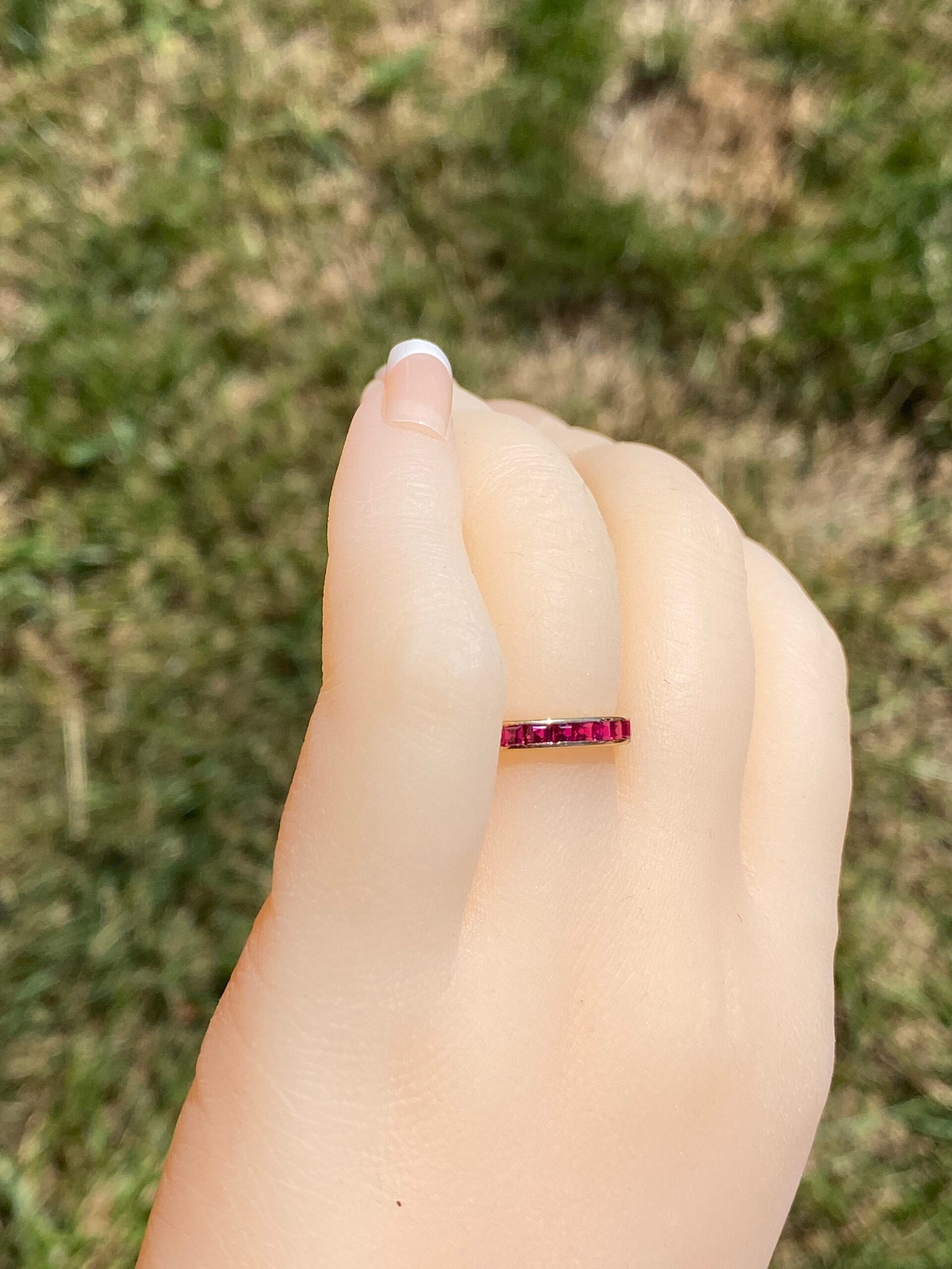 The Culver City: Yellow Gold Eternity Band set with Lab Rubies - Image 5