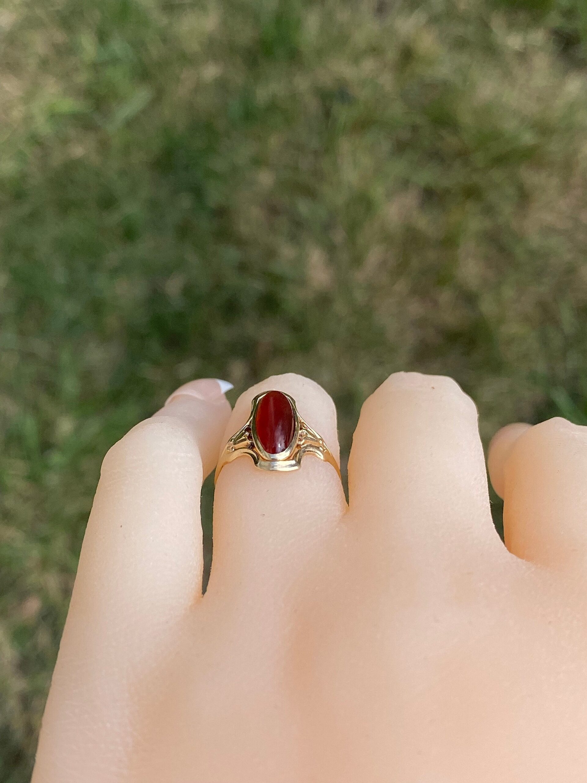 The Pomona: Antique Art Nouveau Ring set with Carnelian - Image 10