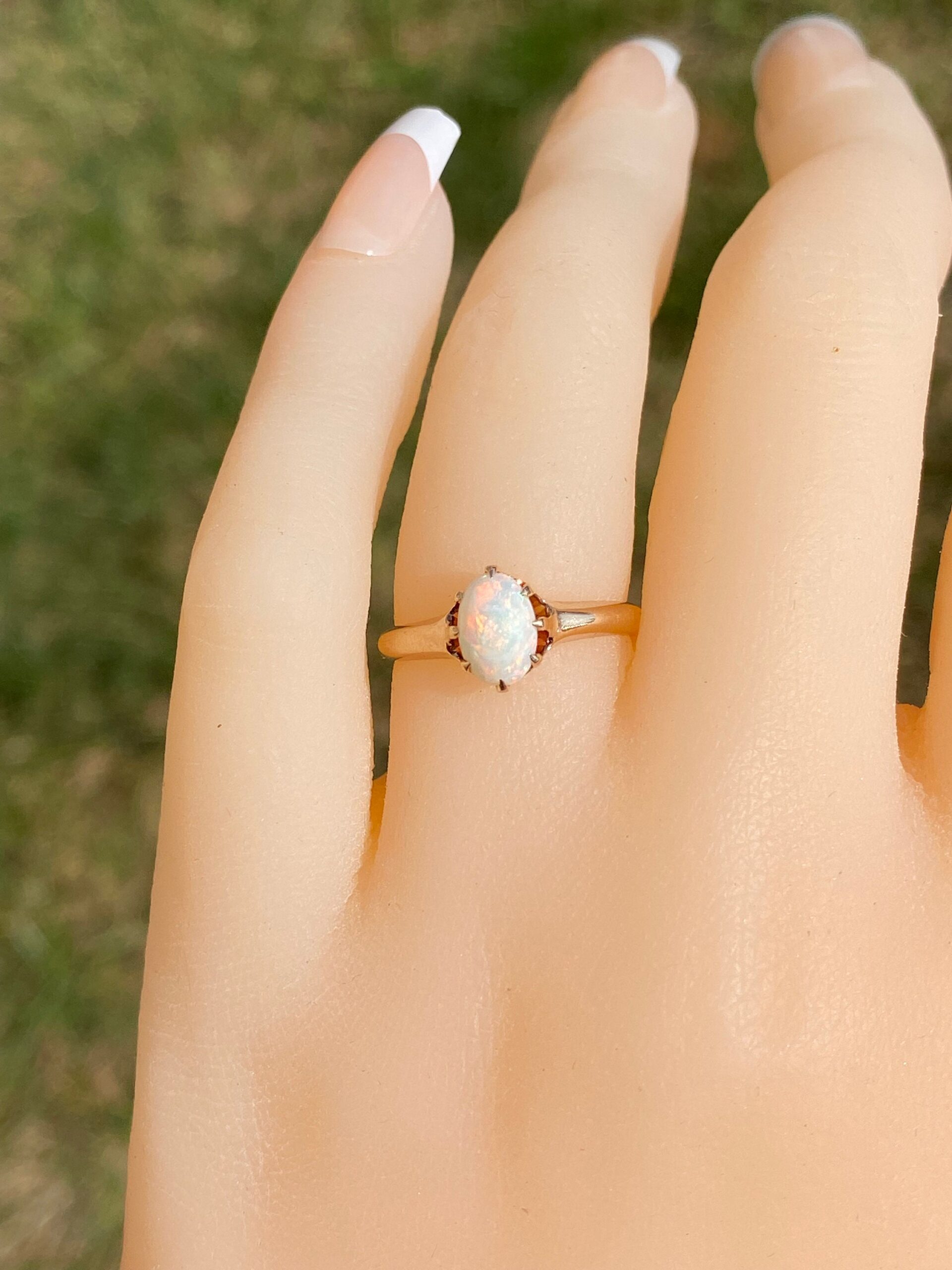 SOLD - The Downey: Antique Australian Opal Engagement Ring - Image 7