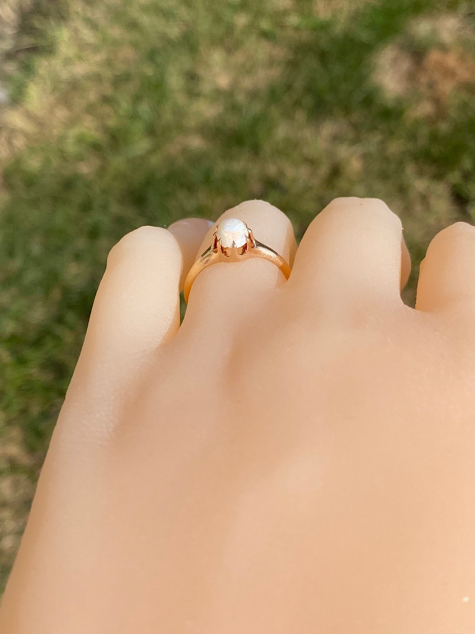 SOLD - The Downey: Antique Australian Opal Engagement Ring - Image 9