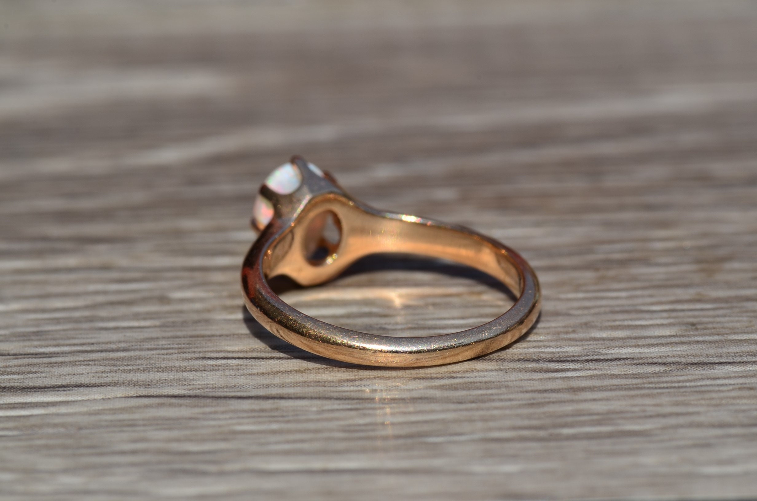 SOLD - The Downey: Antique Australian Opal Engagement Ring - Image 3