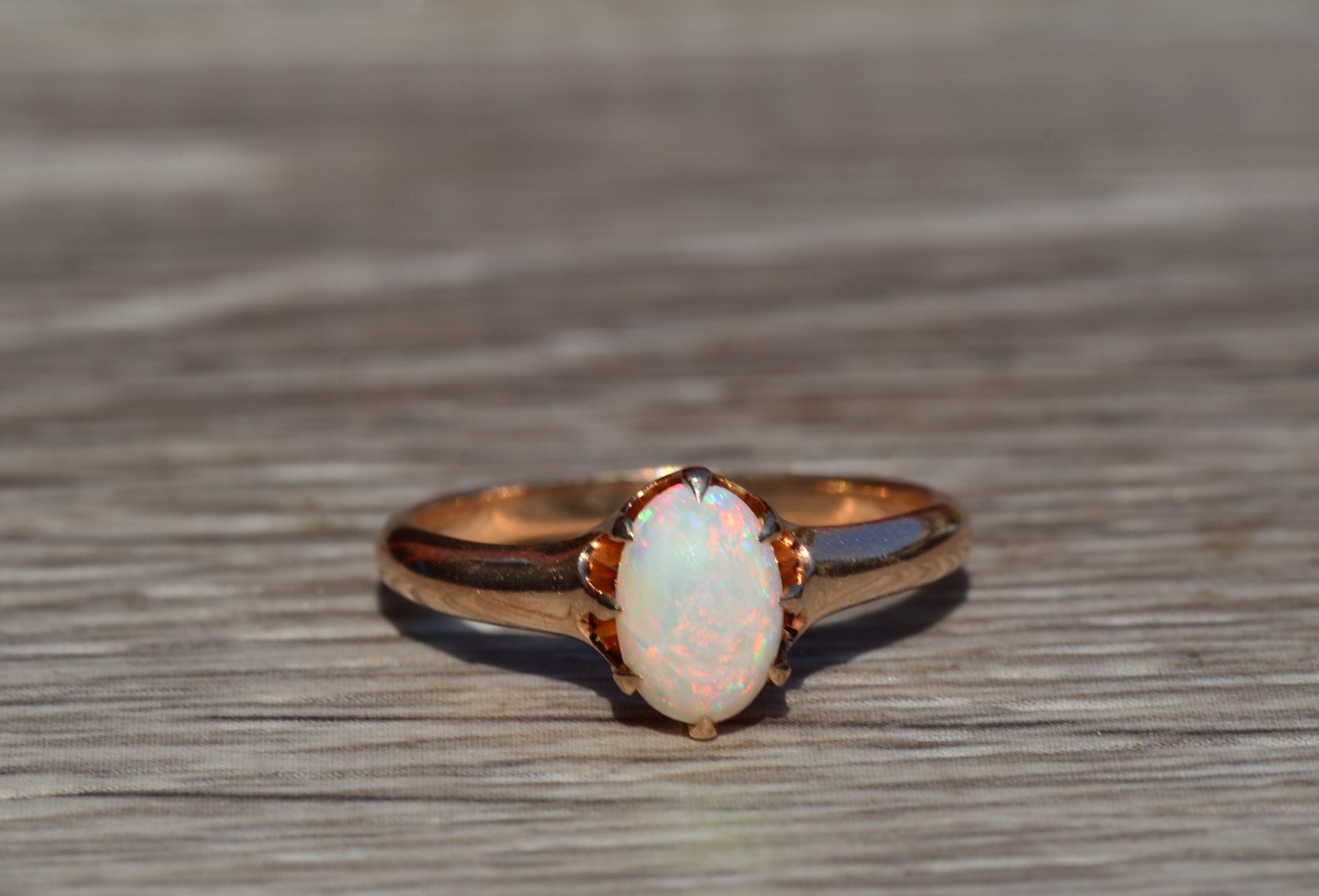 SOLD - The Downey: Antique Australian Opal Engagement Ring - Image 6