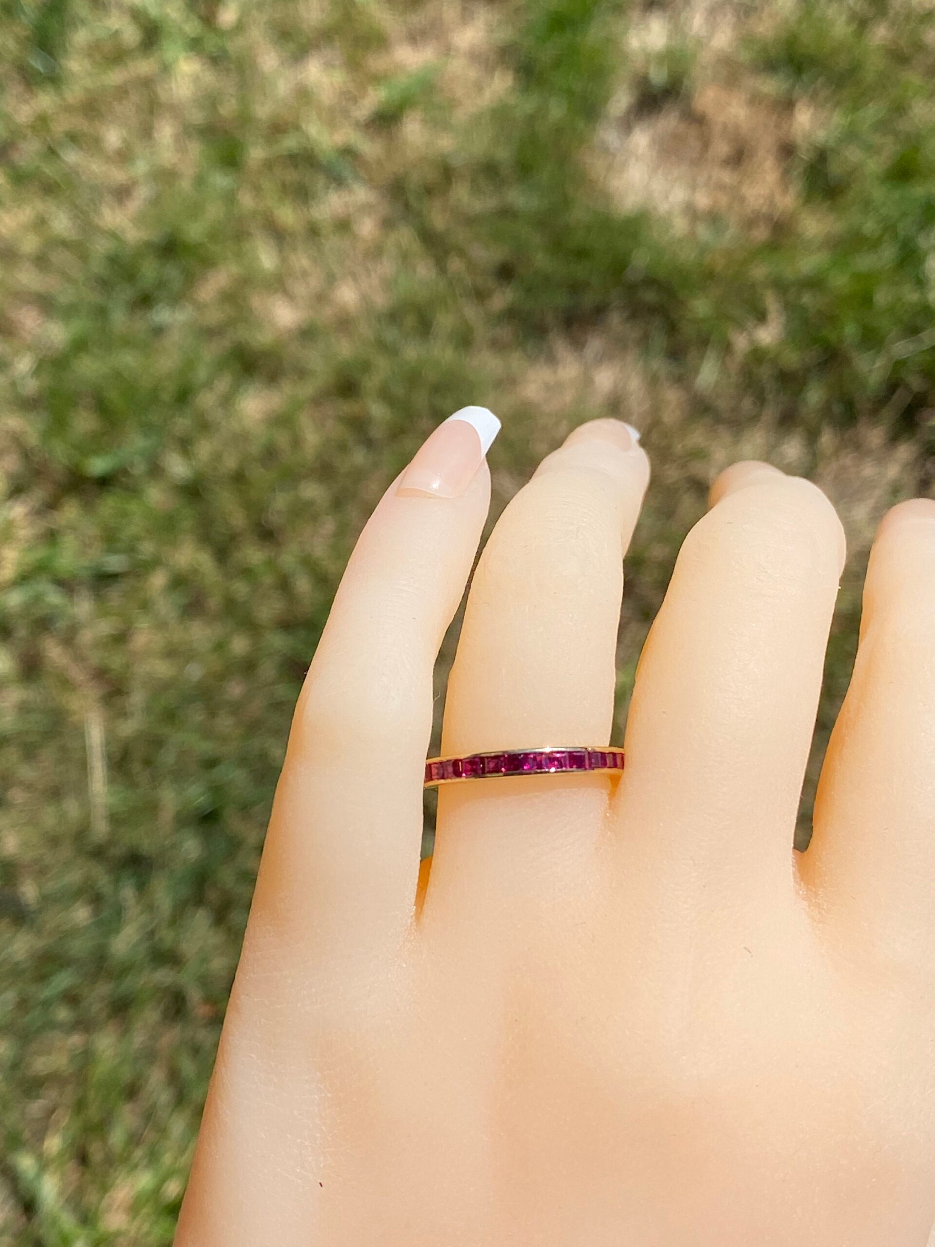 The Culver City: Yellow Gold Eternity Band set with Lab Rubies - Image 6