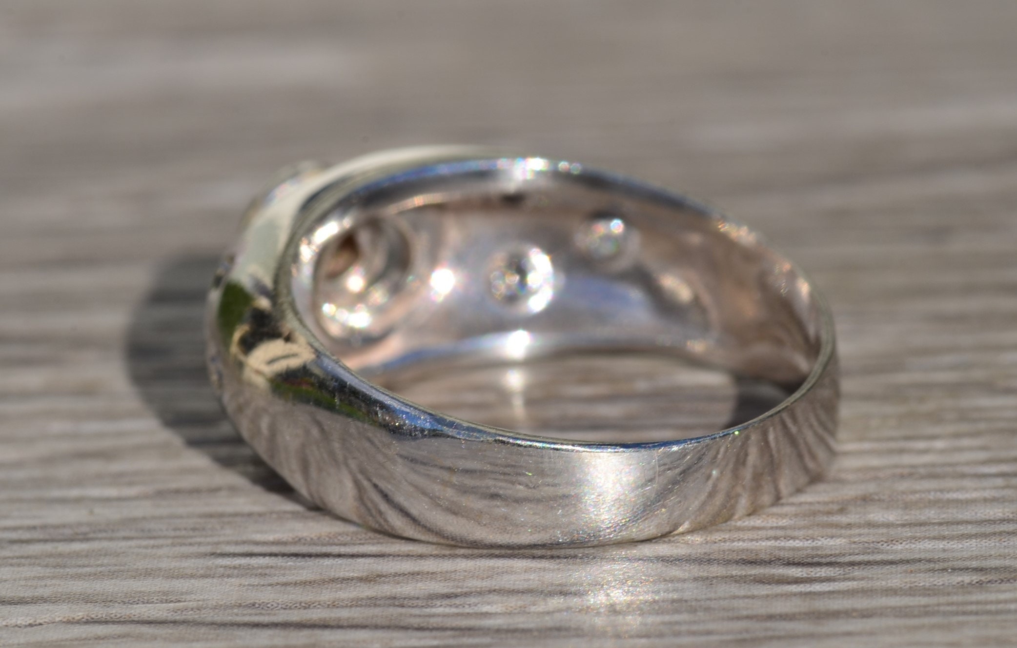 The Benzonia: Men's Vintage 14K White Gold Diamond Ring - Image 4